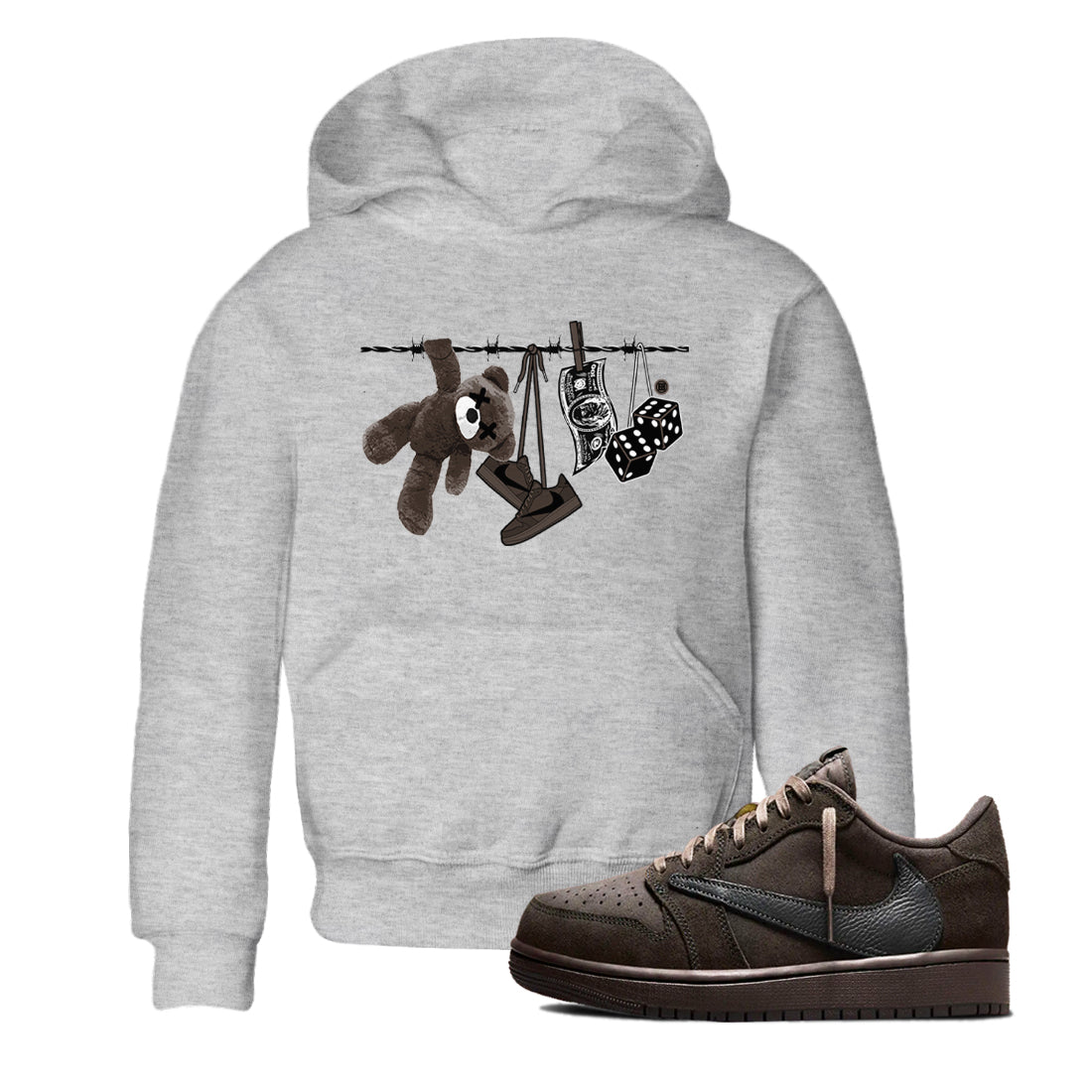 Clothesline snkmatch Tees Kids - Air Jordan 1 Travis Scott Velvet Brown