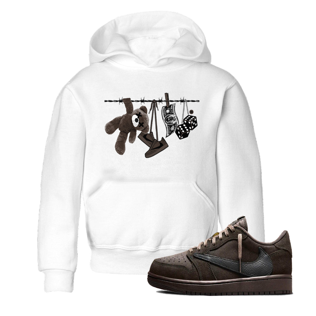 Clothesline snkmatch Tees Kids - Air Jordan 1 Travis Scott Velvet Brown