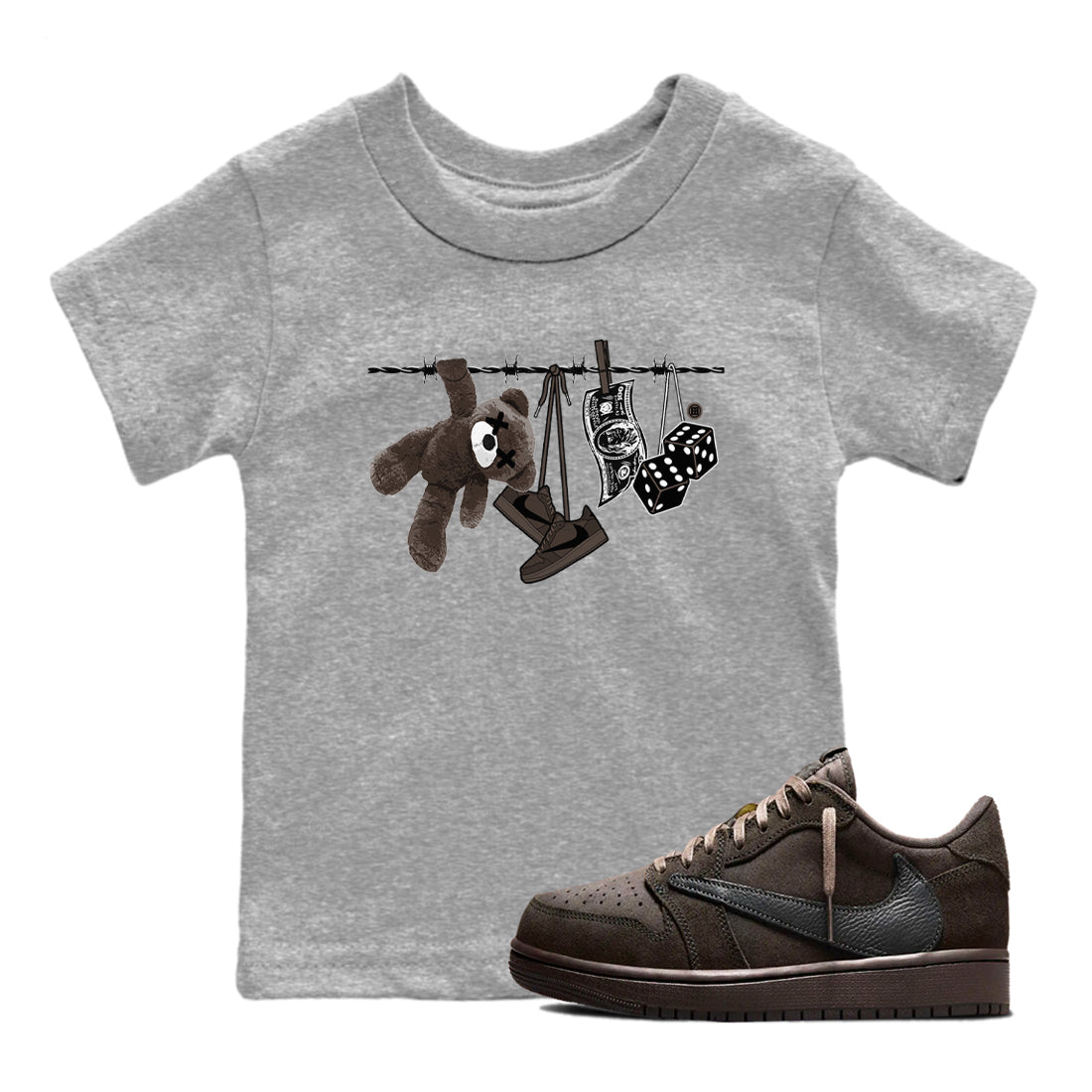 Clothesline snkmatch Tees Kids - Air Jordan 1 Travis Scott Velvet Brown
