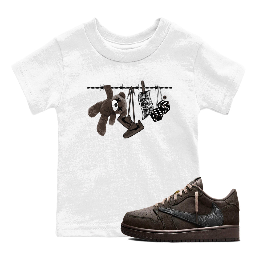 Clothesline snkmatch Tees Kids - Air Jordan 1 Travis Scott Velvet Brown