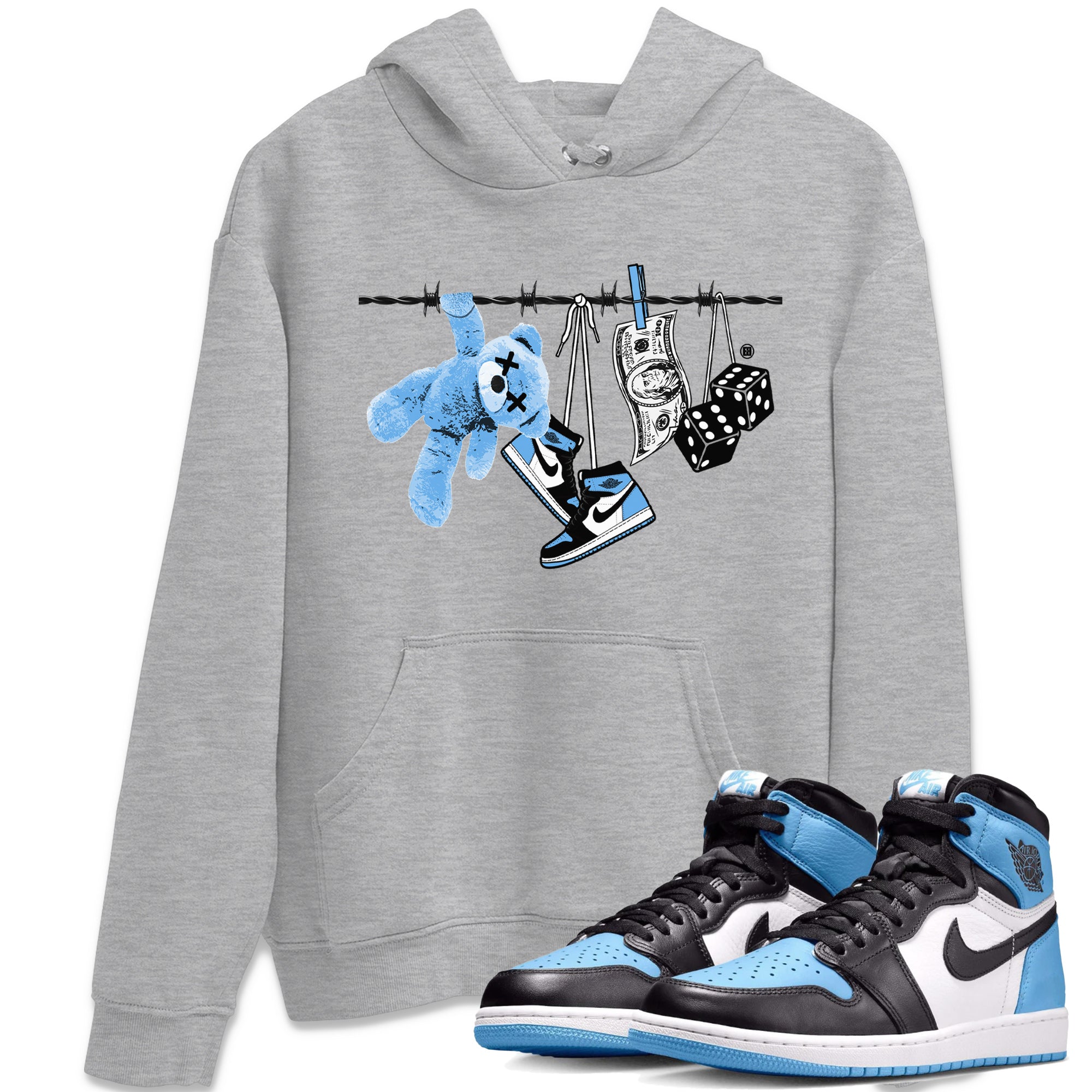 Clothesline Unisex Tops - Air Jordan 1 UNC Toe
