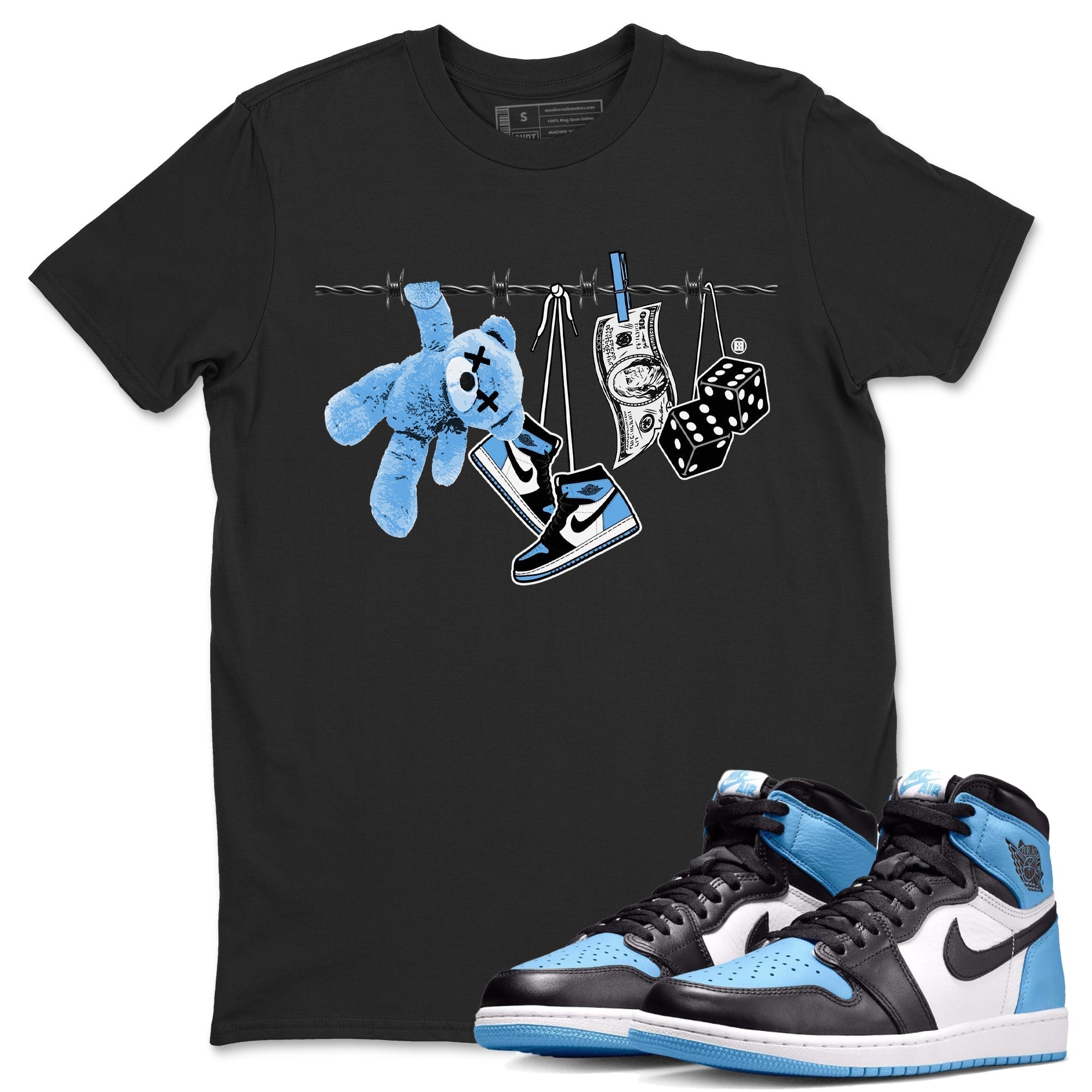 Clothesline Unisex Tops - Air Jordan 1 UNC Toe