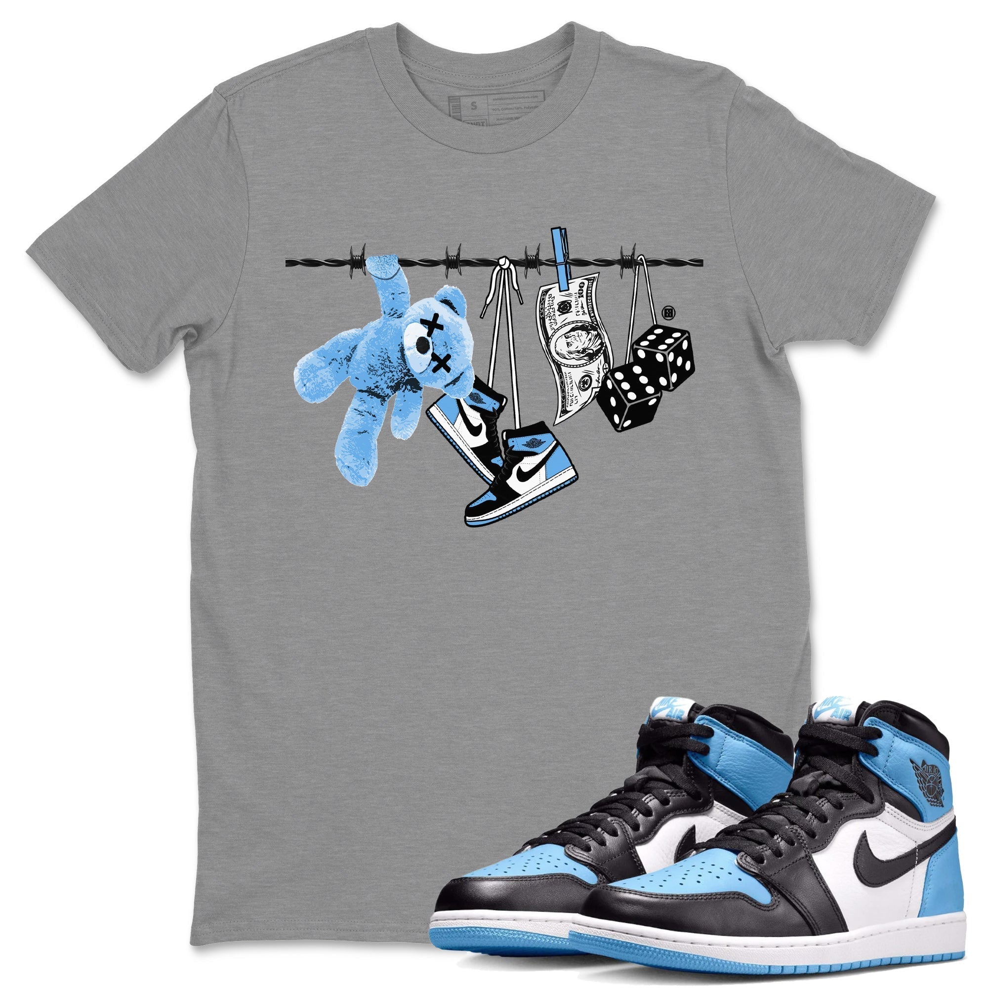 Clothesline Unisex Tops - Air Jordan 1 UNC Toe