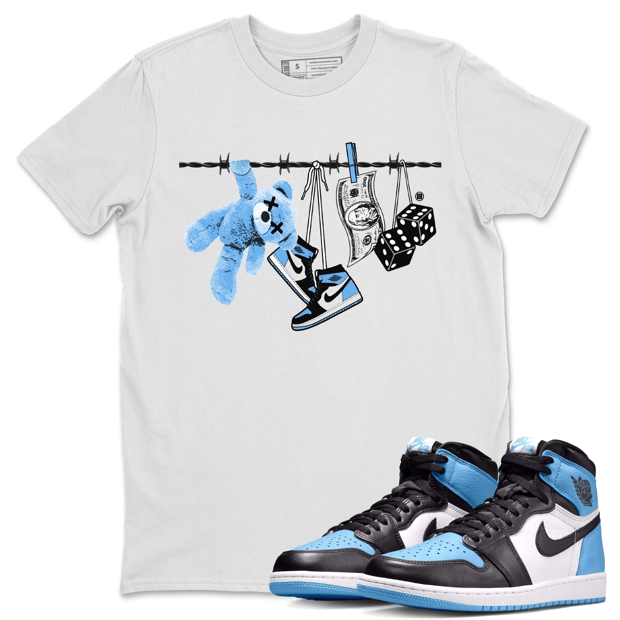 Clothesline Unisex Tops - Air Jordan 1 UNC Toe