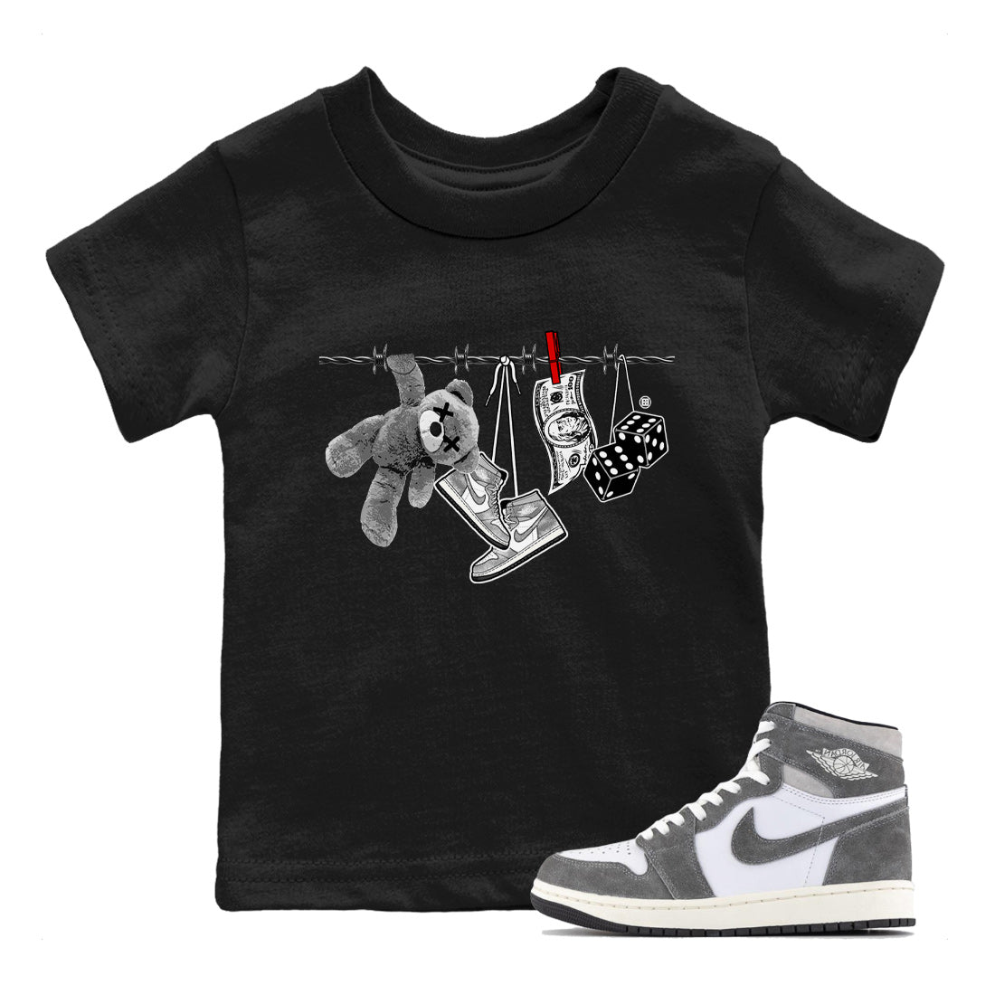 Clothesline Kids Tops - Air Jordan 1 Washed Heritage