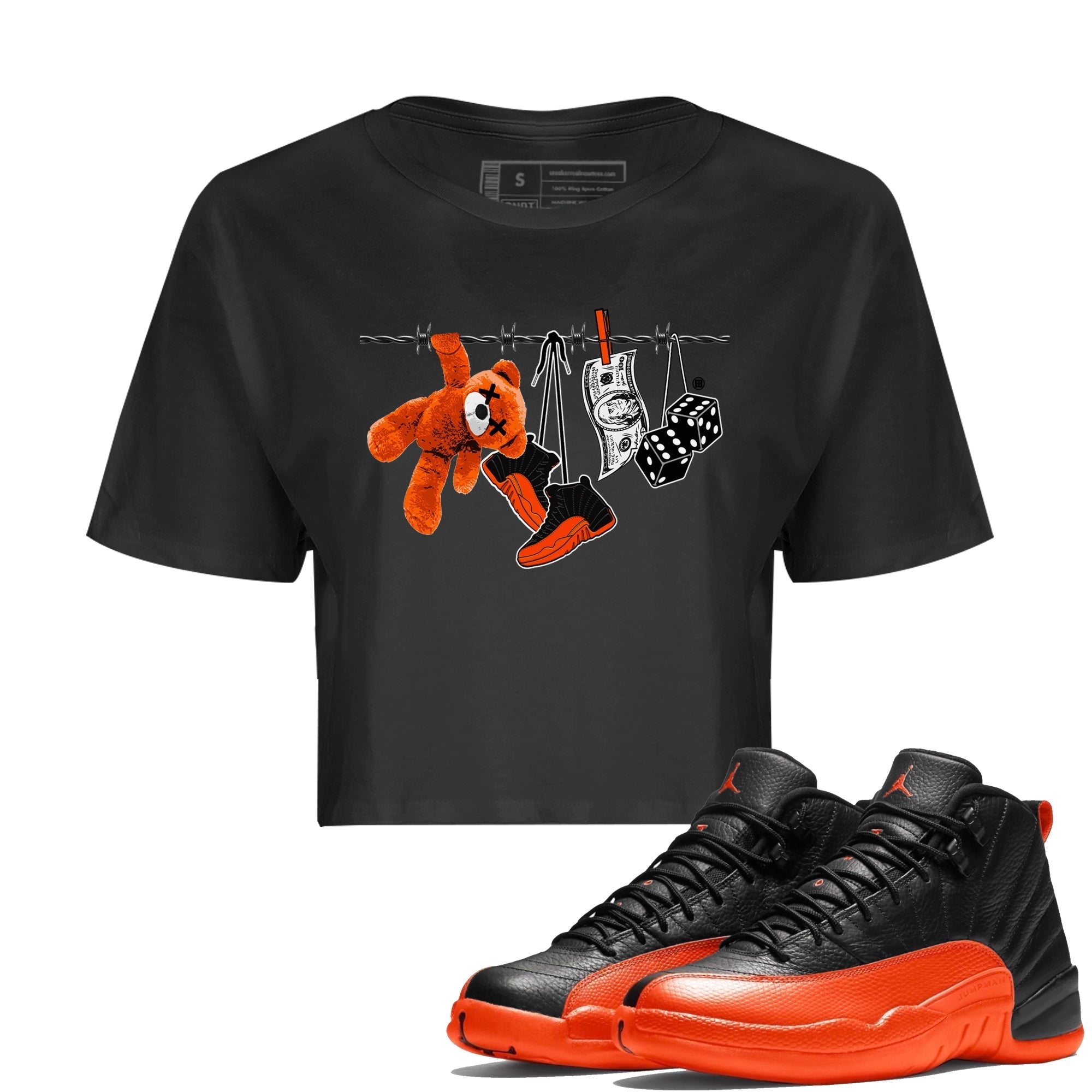 Clothesline Women's Tops - Air Jordan 12 Brilliant Orange