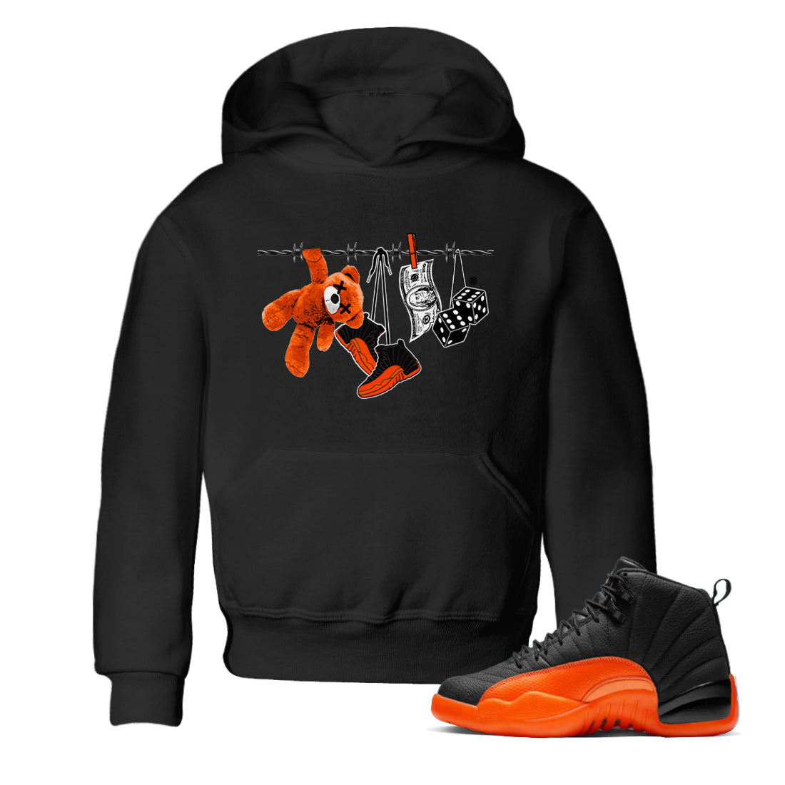 Clothesline Kids Tops - Air Jordan 12 Brilliant Orange
