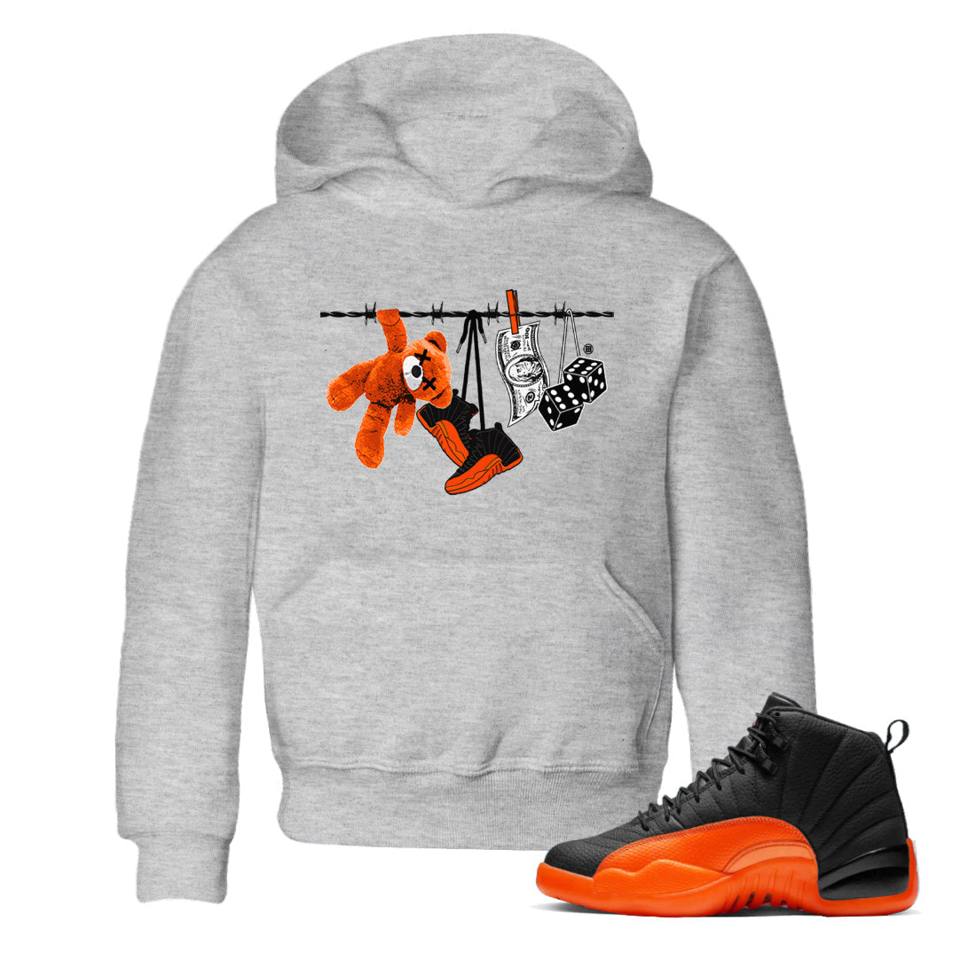 Clothesline Kids Tops - Air Jordan 12 Brilliant Orange