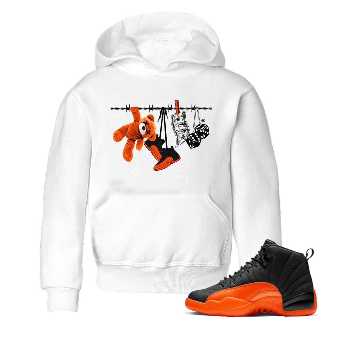 Clothesline Kids Tops - Air Jordan 12 Brilliant Orange