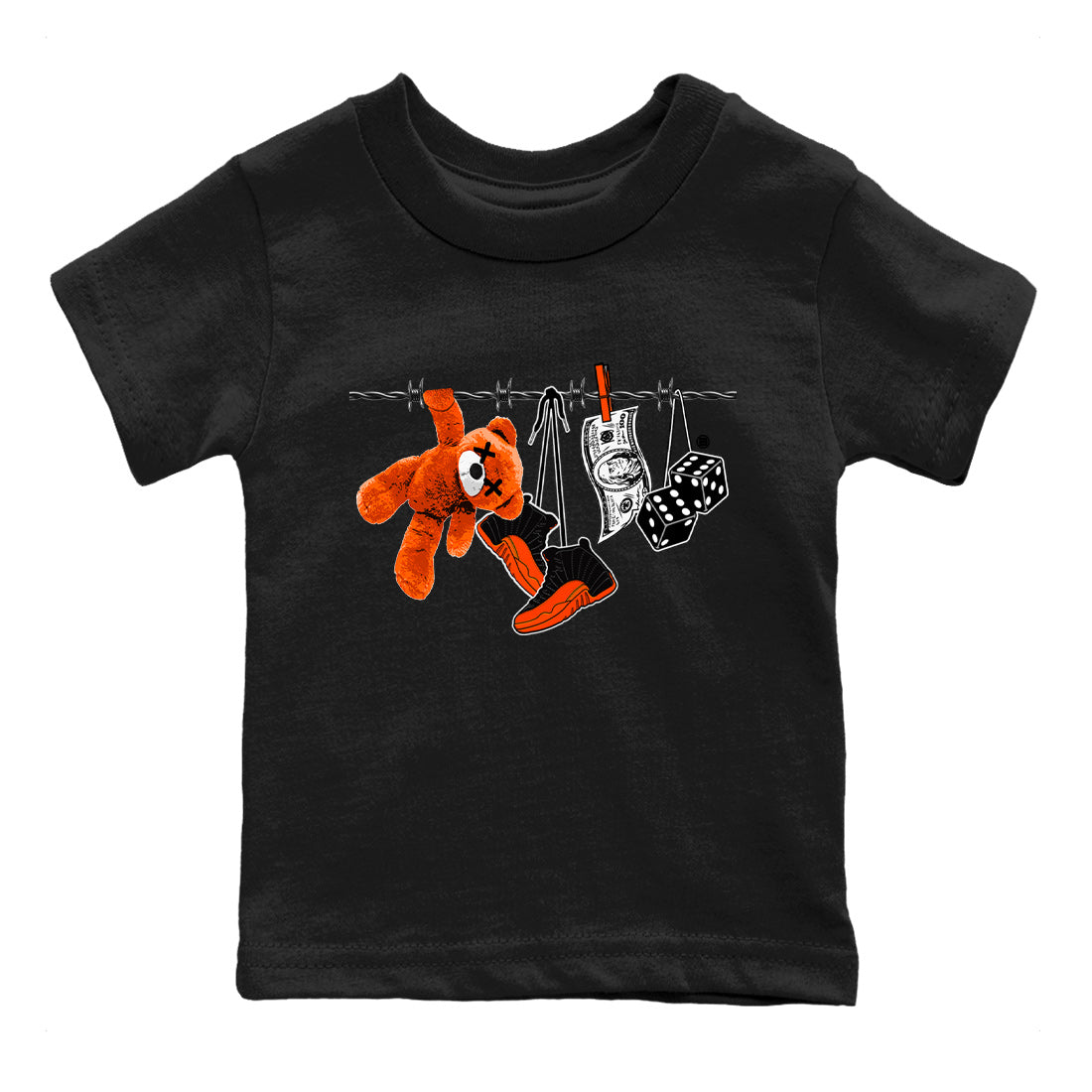 Clothesline Kids Tops - Air Jordan 12 Brilliant Orange