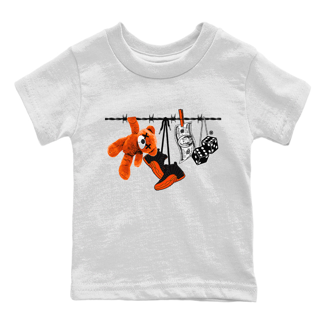 Clothesline Kids Tops - Air Jordan 12 Brilliant Orange