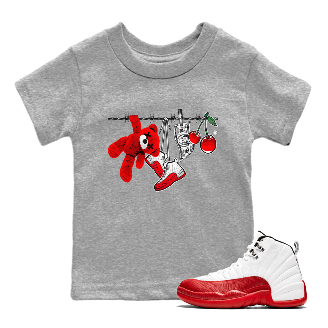 Clothesline Kids Tops - Air Jordan 12 Cherry