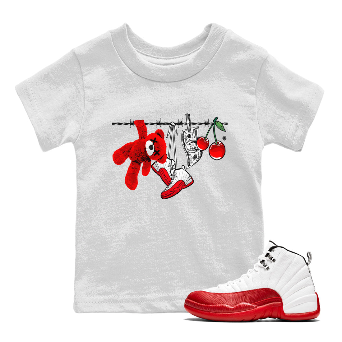 Clothesline Kids Tops - Air Jordan 12 Cherry