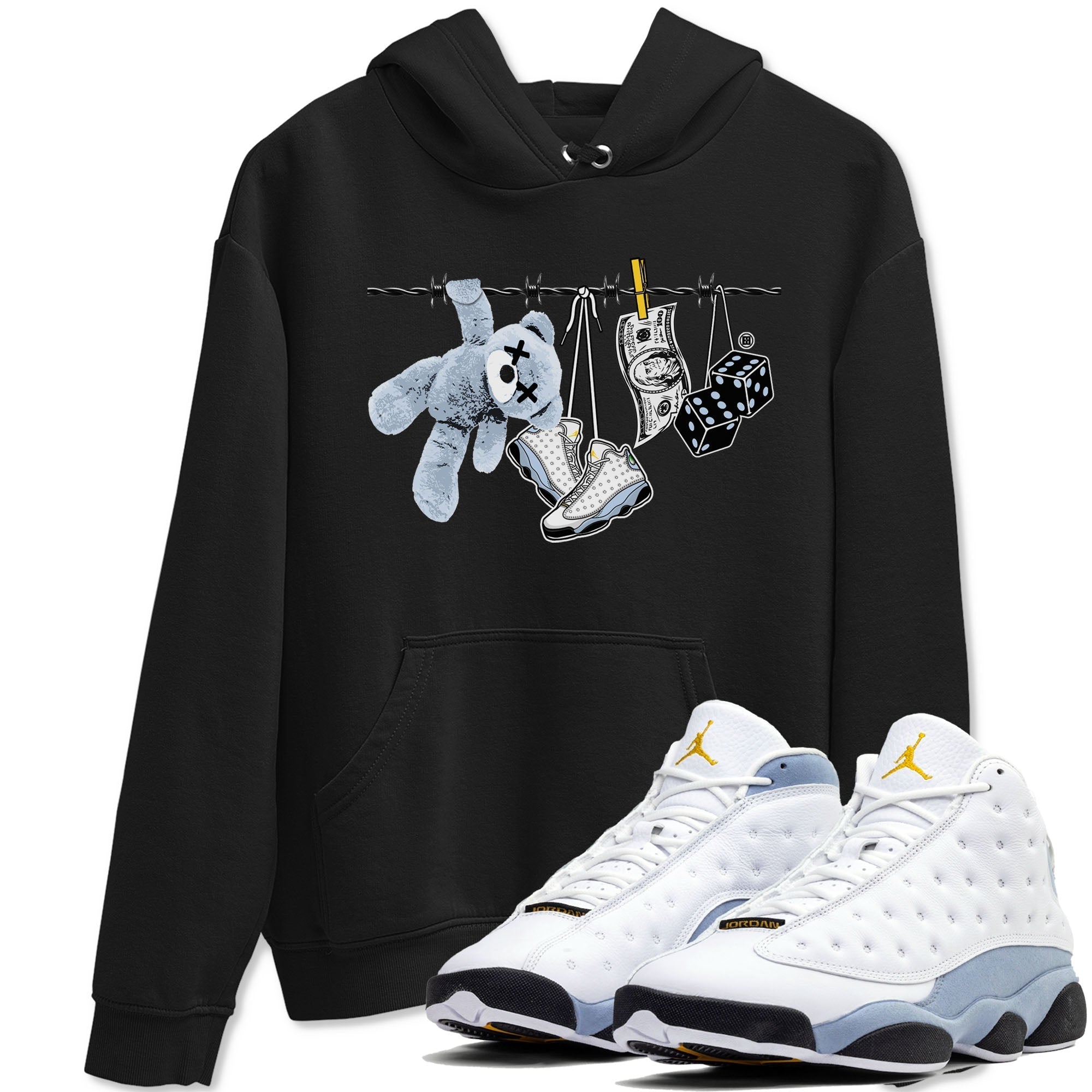 Clothesline snkmatch Tees - Air Jordan 13 Blue Grey
