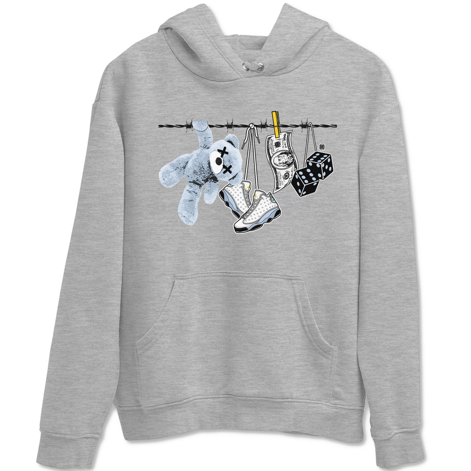 Clothesline snkmatch Tees - Air Jordan 13 Blue Grey
