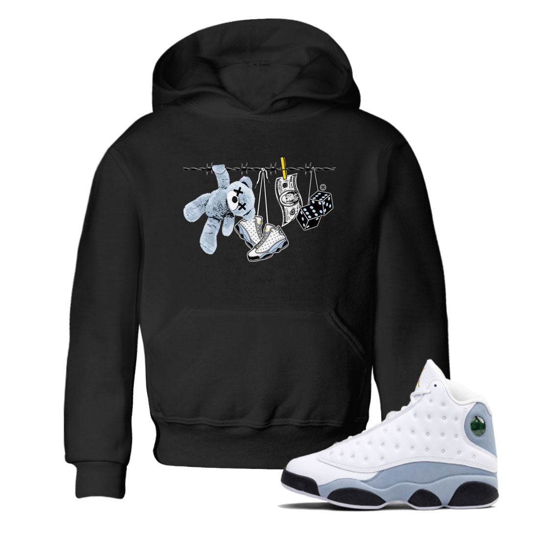 Clothesline snkmatch Tees Kids - Air Jordan 13 Blue Grey