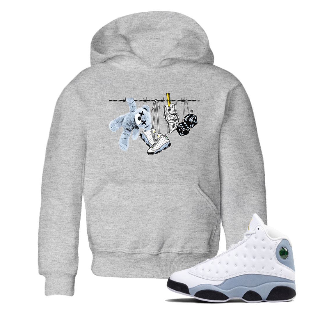 Clothesline snkmatch Tees Kids - Air Jordan 13 Blue Grey