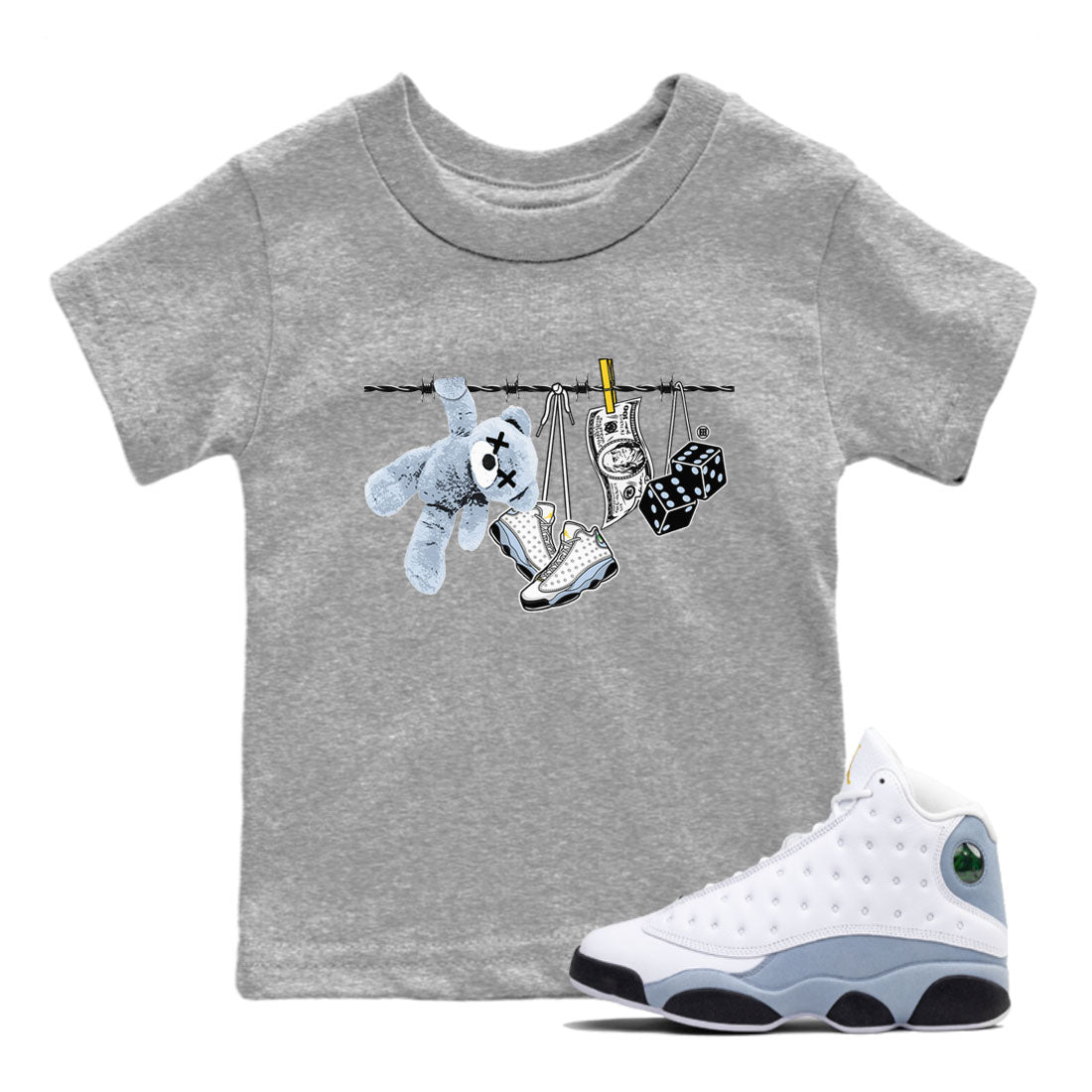Clothesline snkmatch Tees Kids - Air Jordan 13 Blue Grey