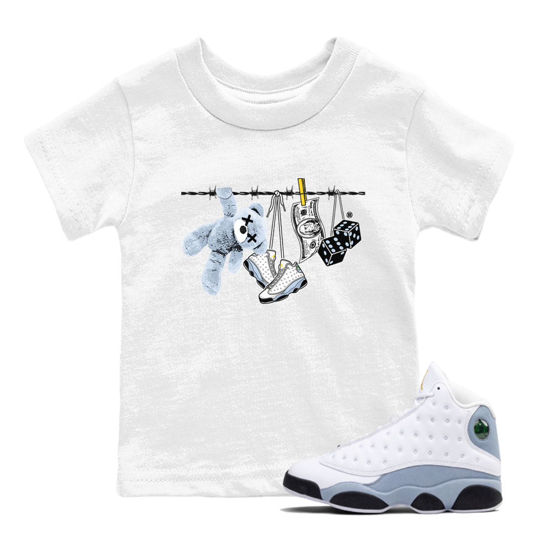 Clothesline snkmatch Tees Kids - Air Jordan 13 Blue Grey