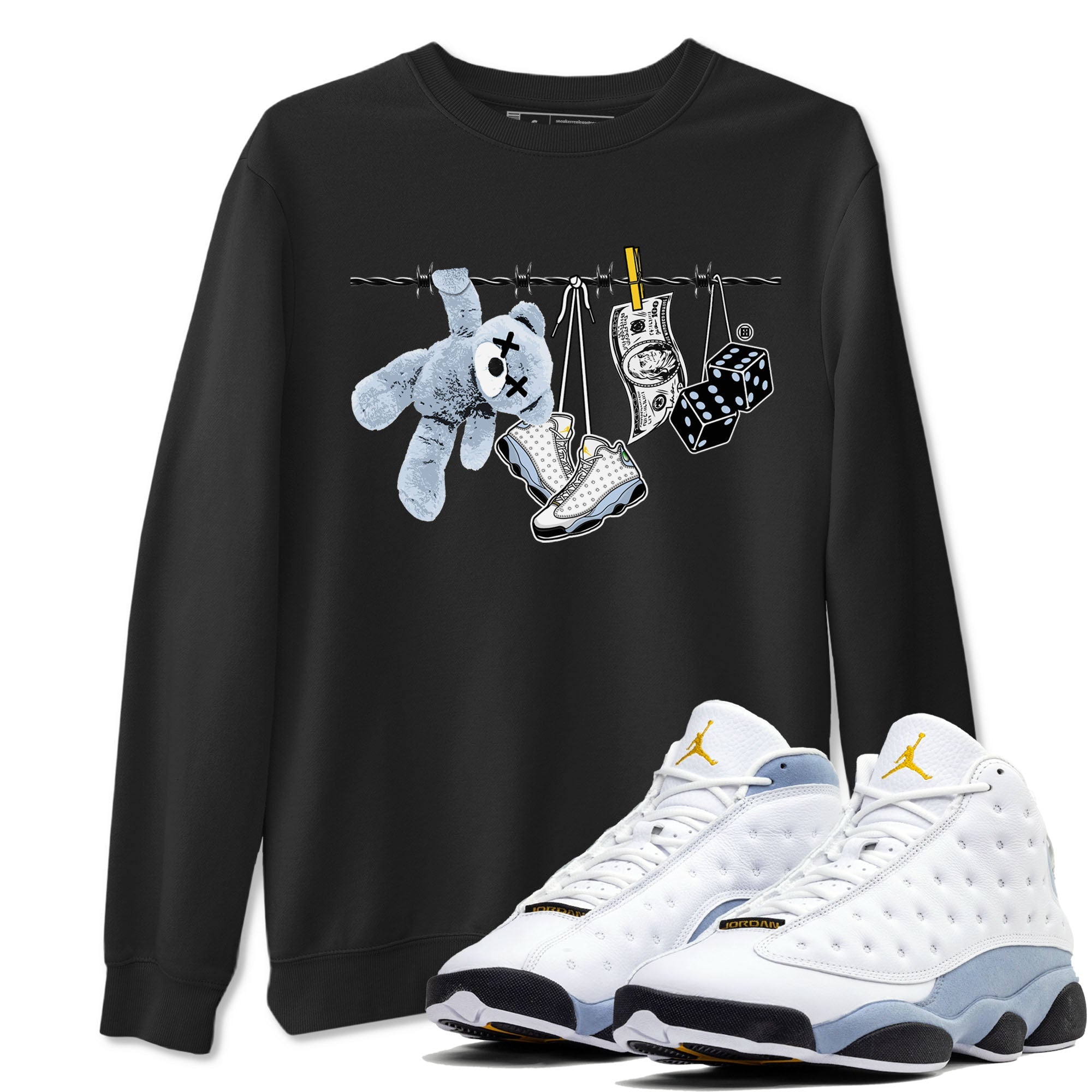Clothesline snkmatch Tees - Air Jordan 13 Blue Grey