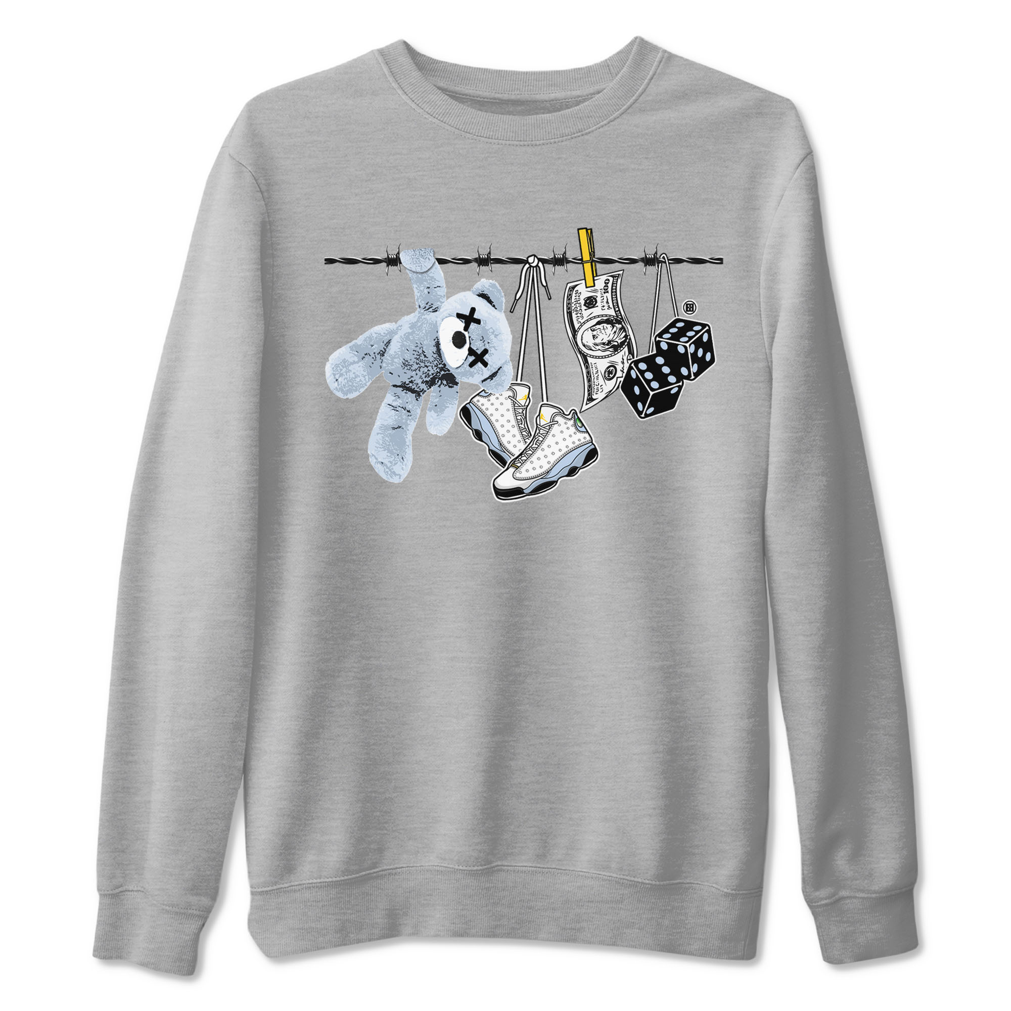 Clothesline snkmatch Tees - Air Jordan 13 Blue Grey