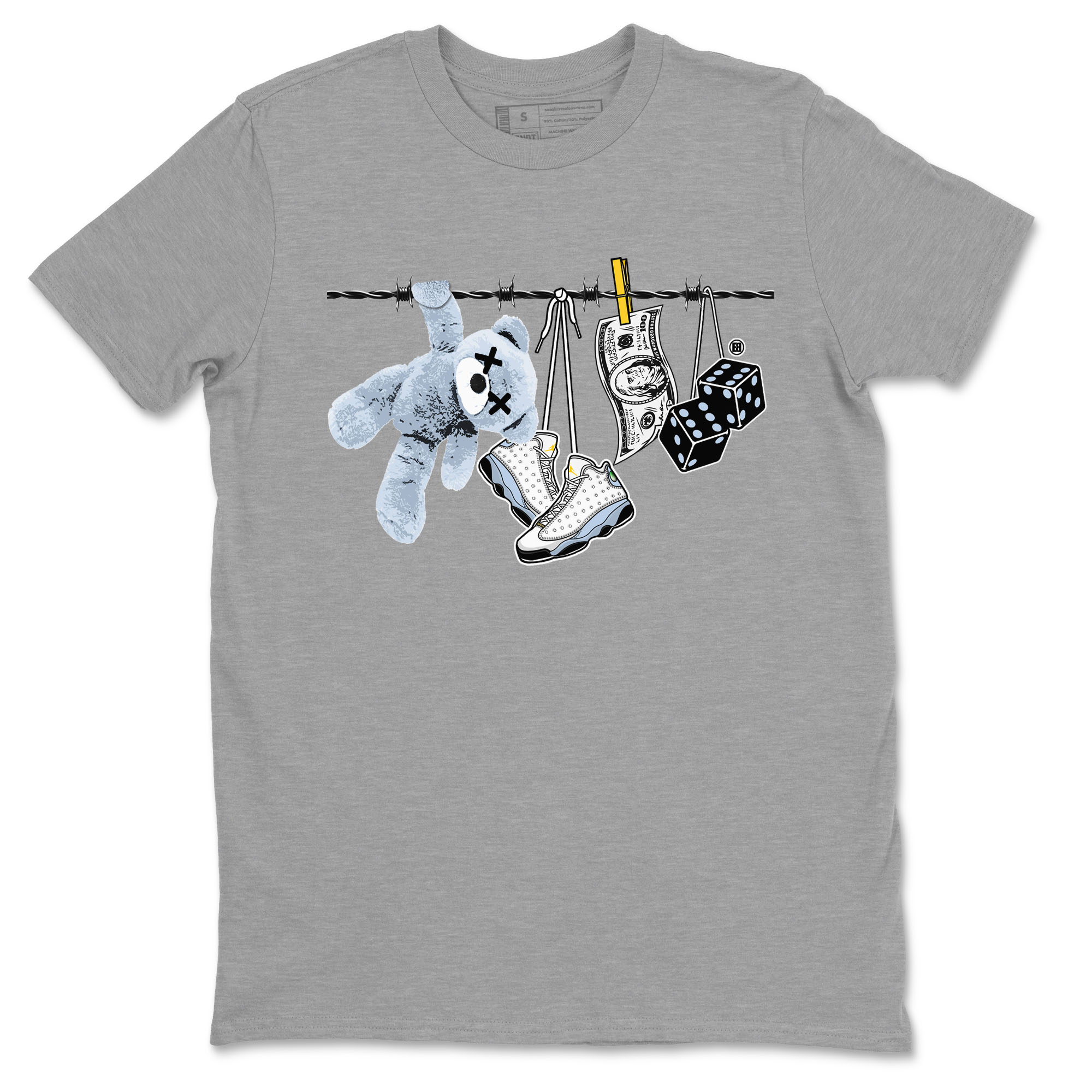 Clothesline snkmatch Tees - Air Jordan 13 Blue Grey