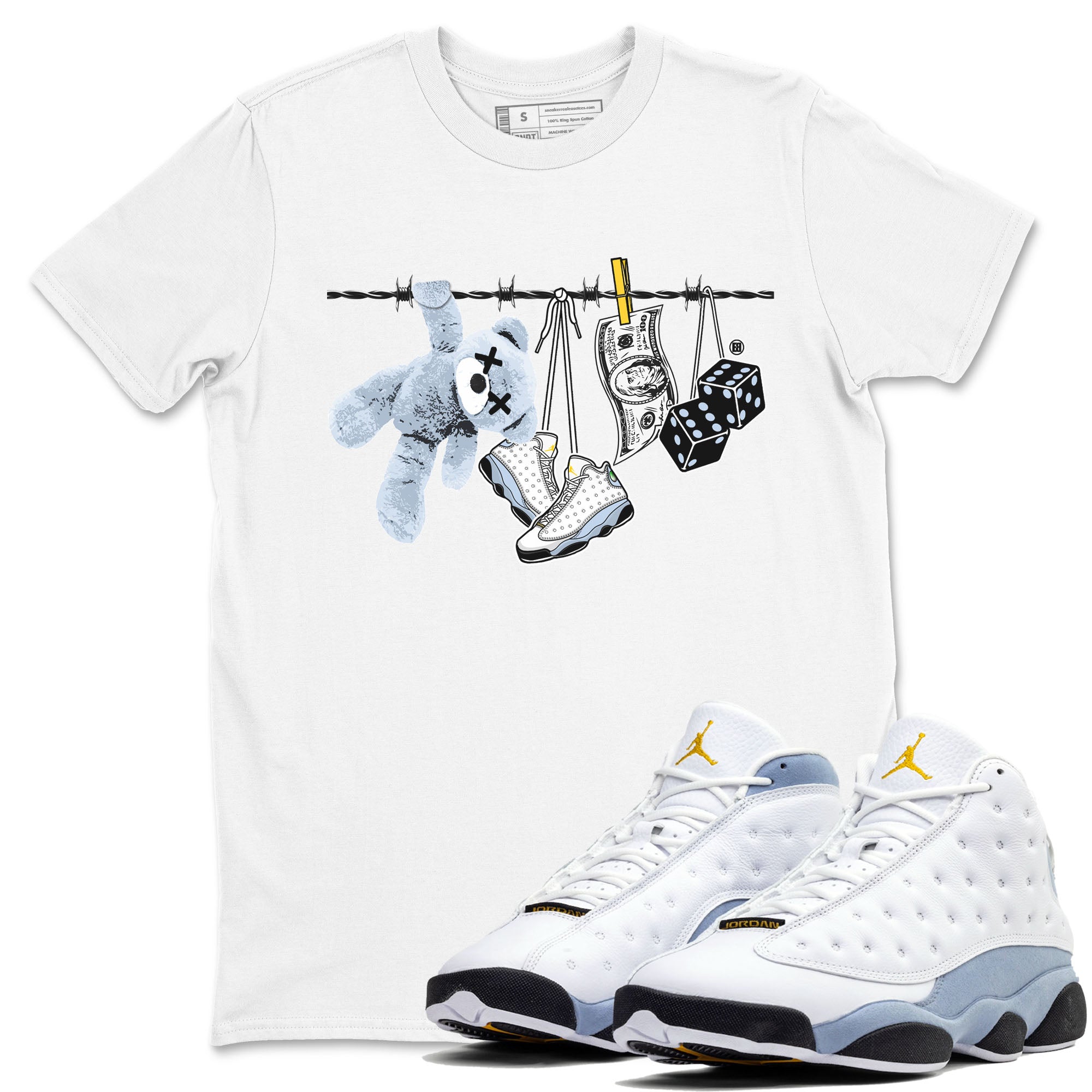 Clothesline snkmatch Tees - Air Jordan 13 Blue Grey