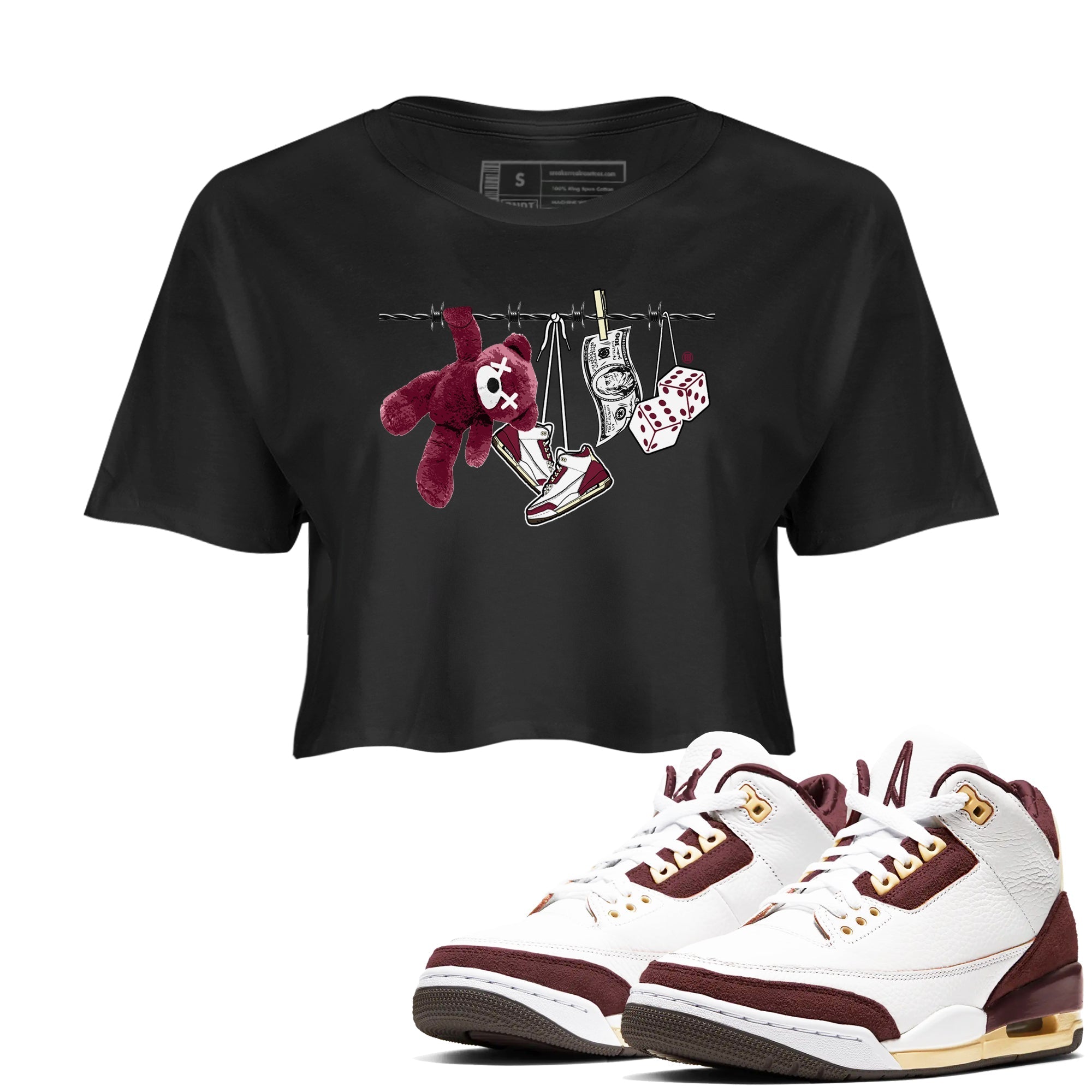 Clothesline snkmatch Women's Top - Air Jordan 3 A Ma Maniere x Burgundy Crush