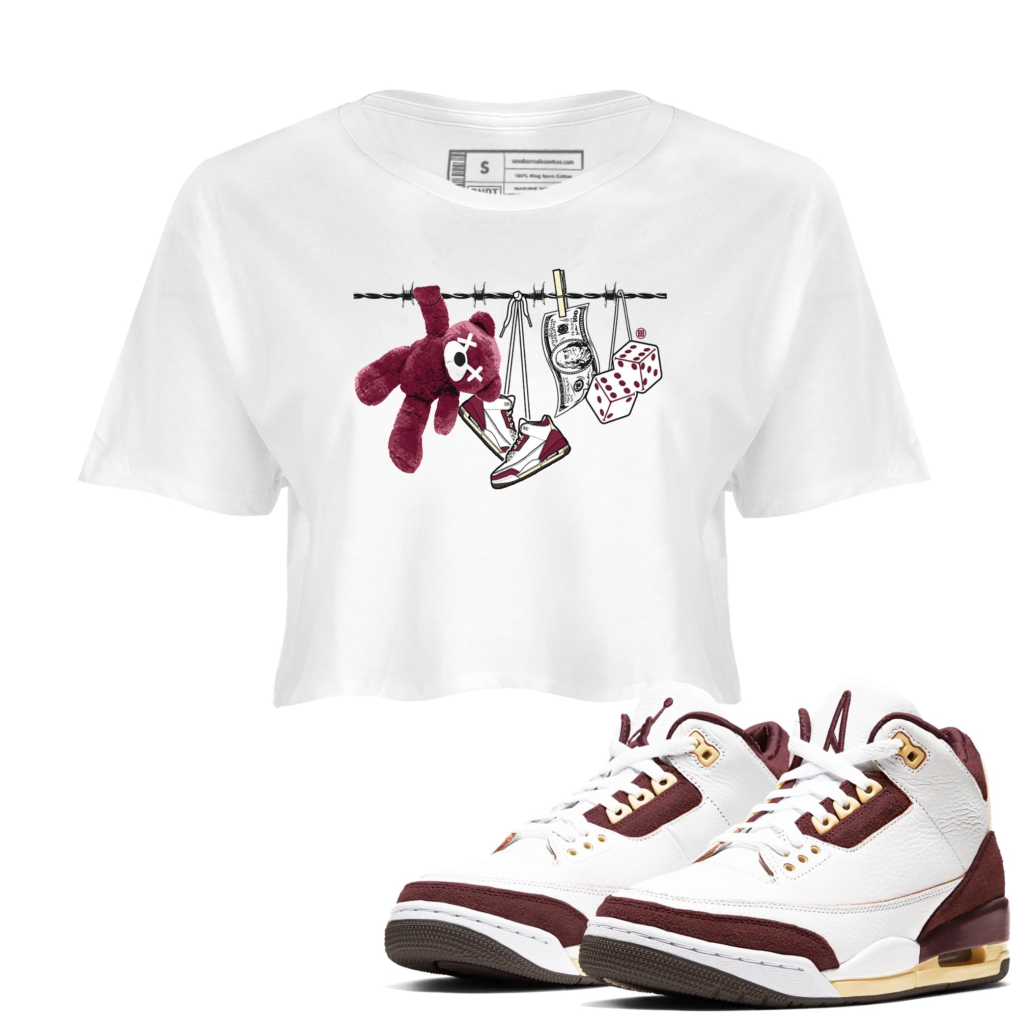Clothesline snkmatch Women's Top - Air Jordan 3 A Ma Maniere x Burgundy Crush