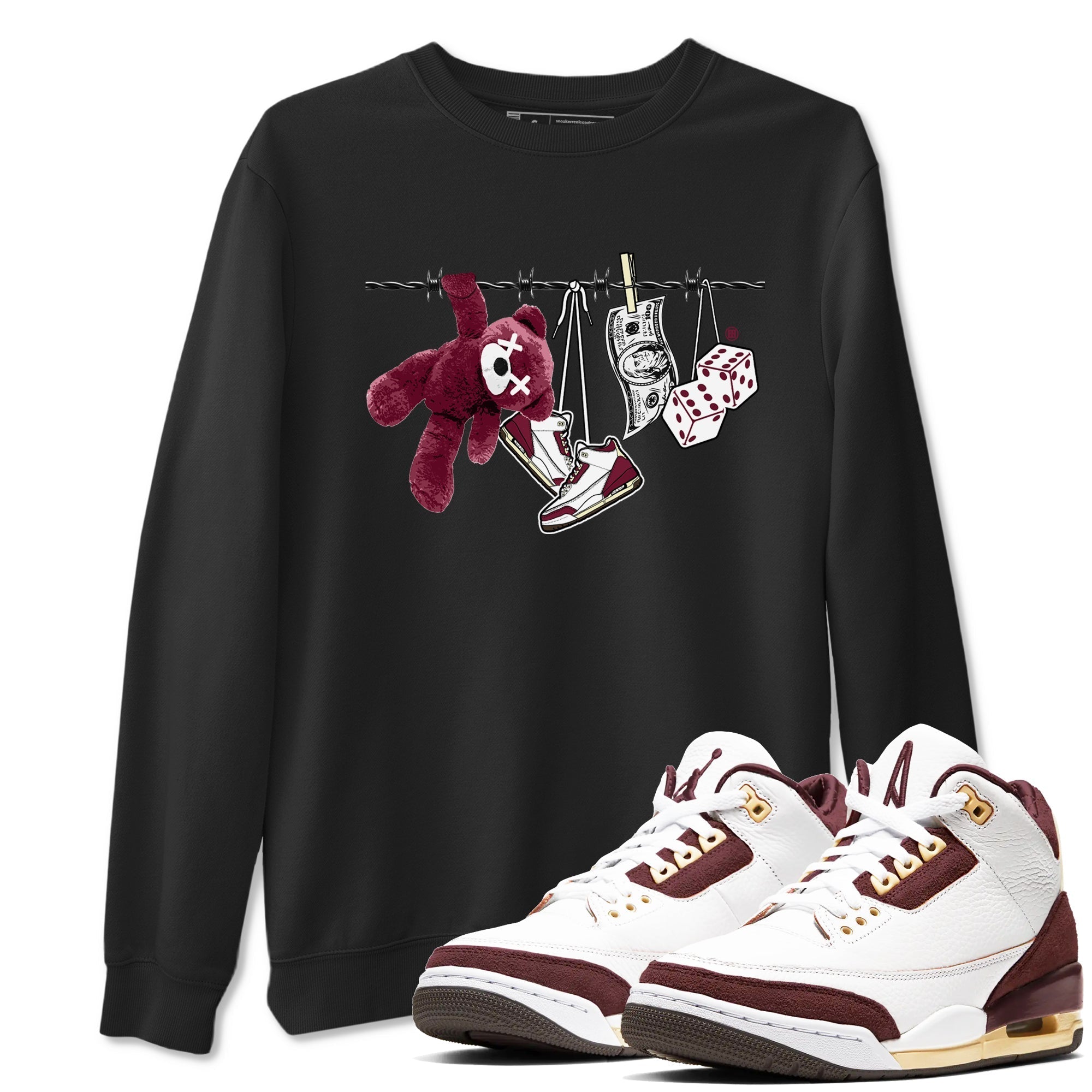 Clothesline snkmatch Tees - Air Jordan 3 A Ma Maniere x Burgundy Crush