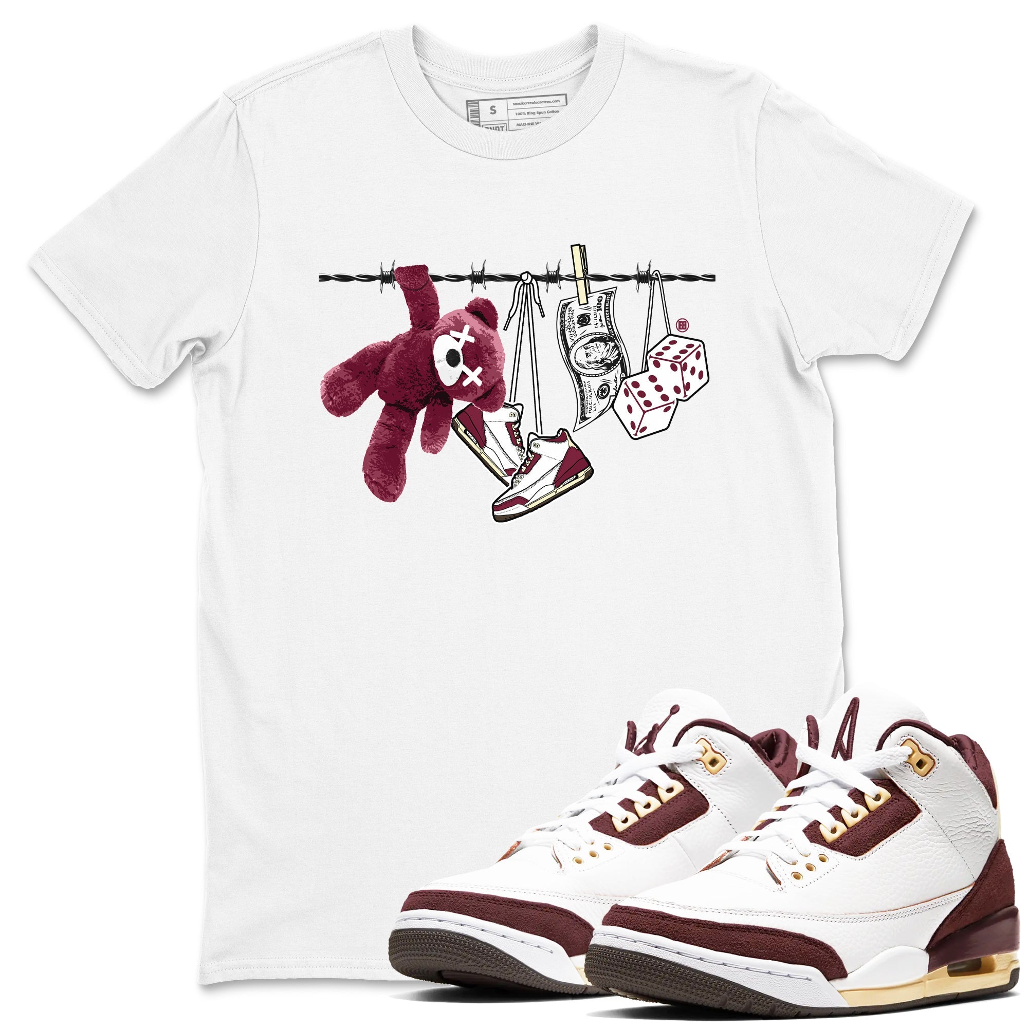 Clothesline snkmatch Tees - Air Jordan 3 A Ma Maniere x Burgundy Crush