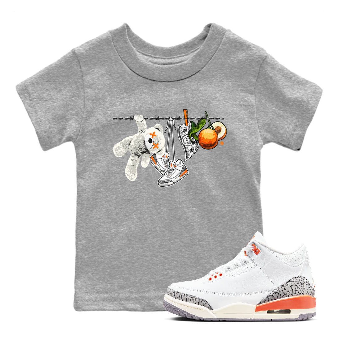 Clothesline snkmatch Tees Kids - Air Jordan 3 Georgia Peach