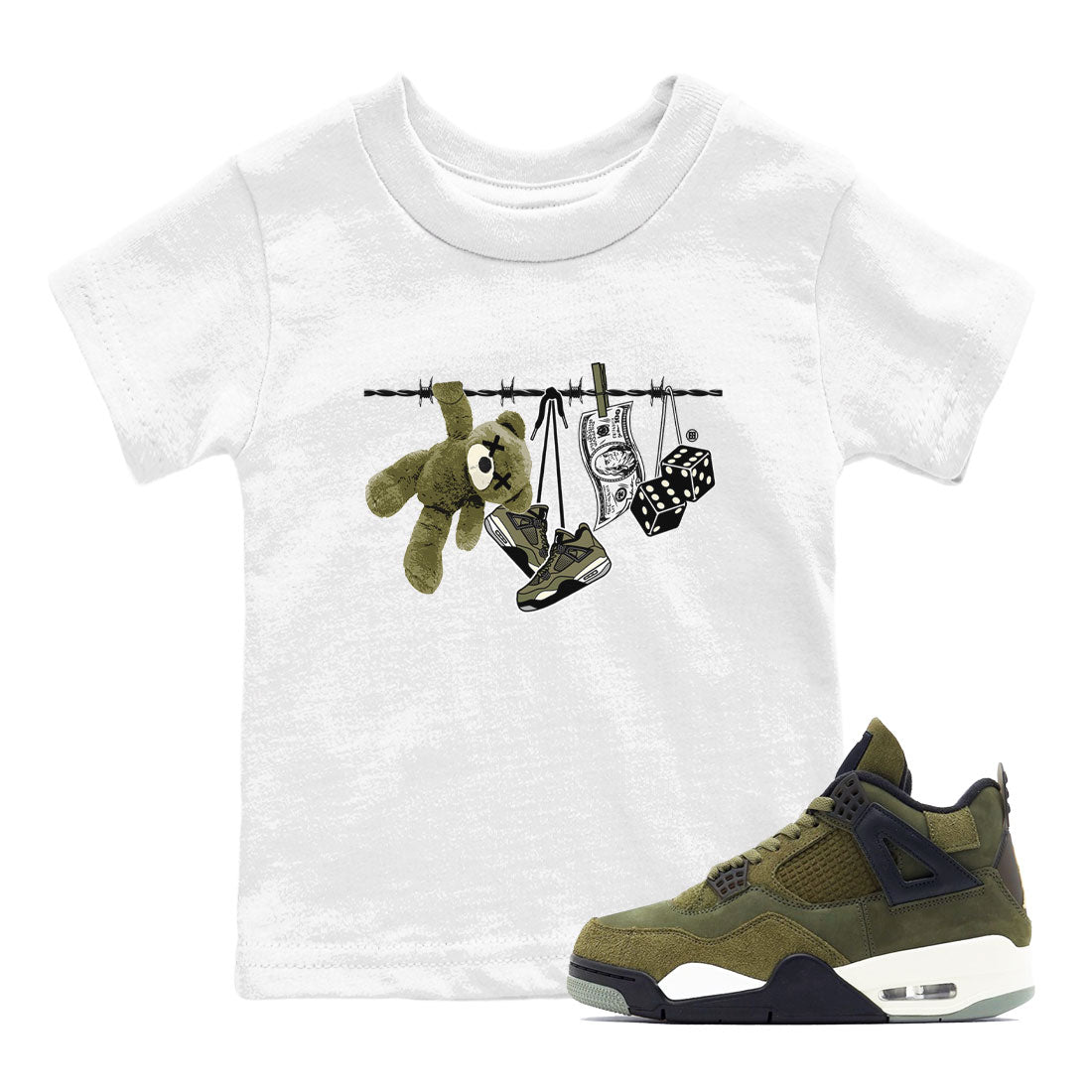 Clothesline snkmatch Tee Kids - Air Jordan 4 Medium Olive