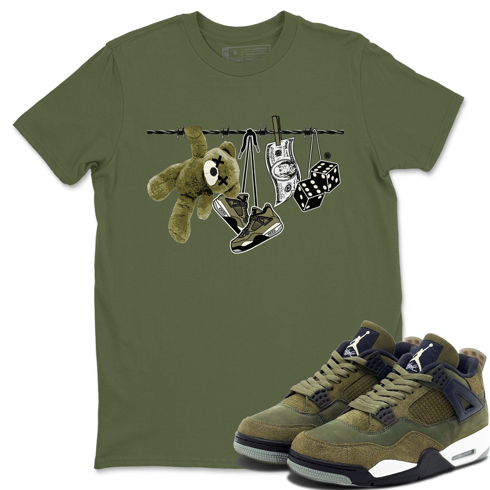Clothesline snkmatch Tee - Air Jordan 4 Medium Olive