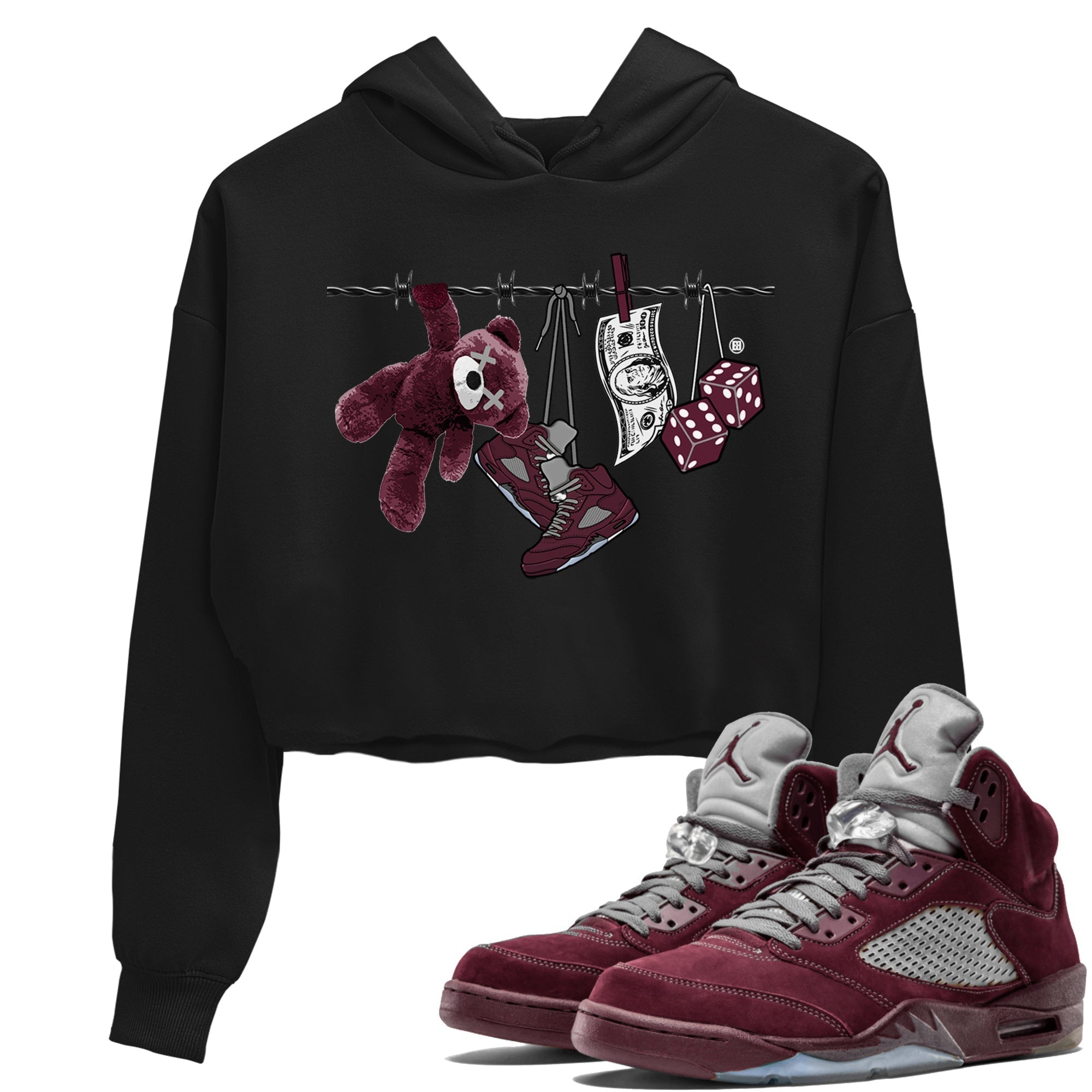 Clothesline Women's Tops - Air Jordan 5 Burgundy