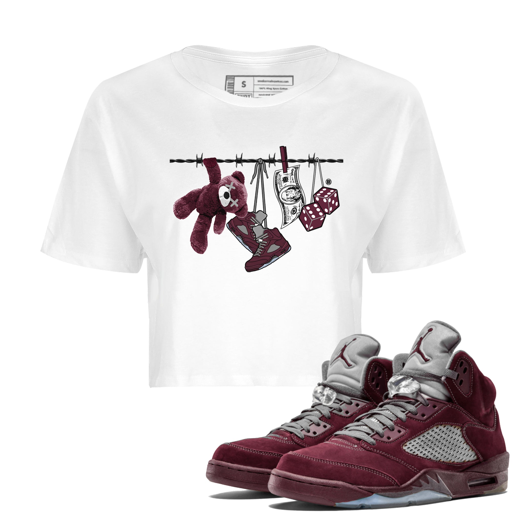 Clothesline Women's Tops - Air Jordan 5 Burgundy