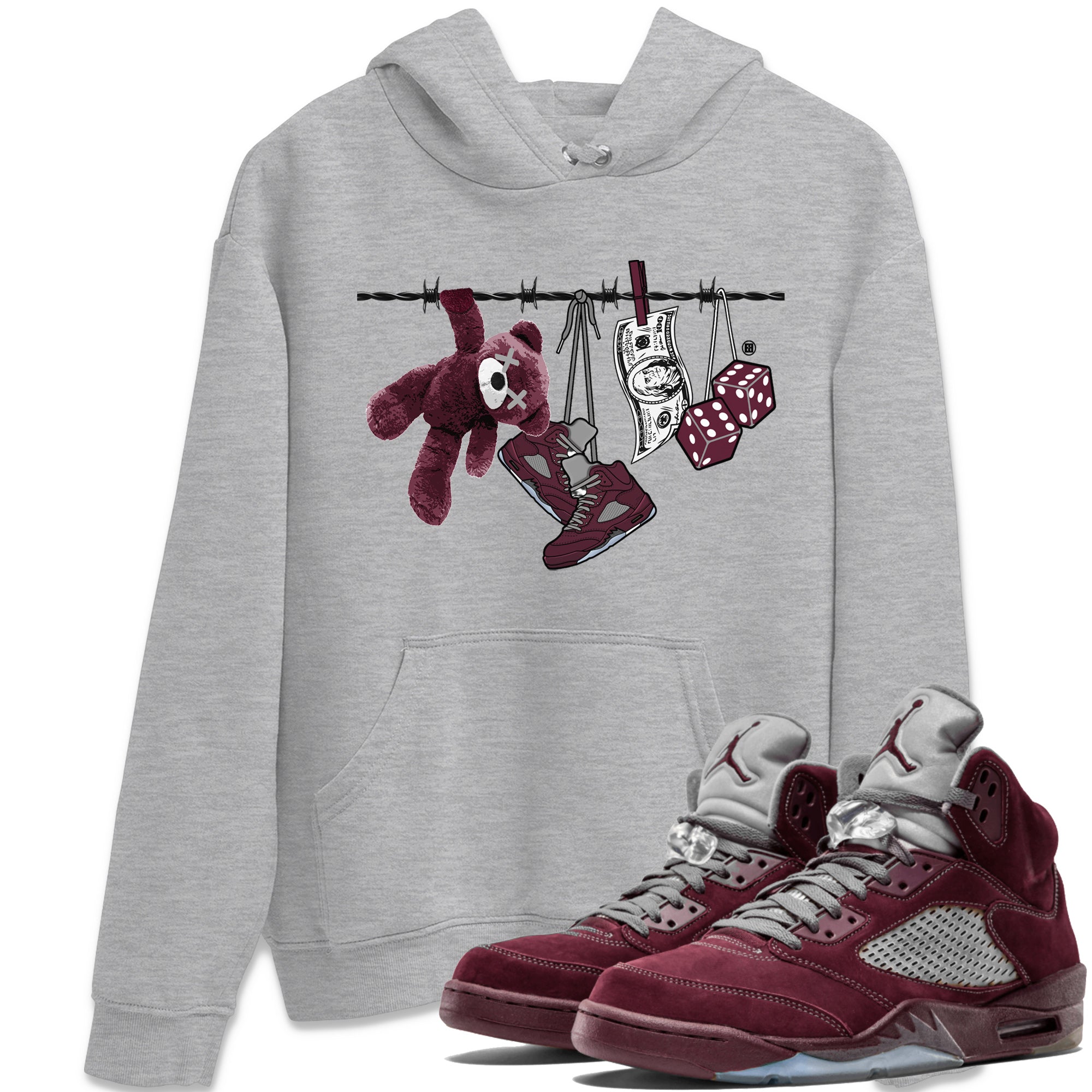 Clothesline Unisex Tops - Air Jordan 5 Burgundy