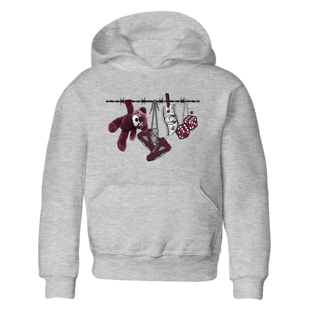 Clothesline Kids Tops - Air Jordan 5 Burgundy