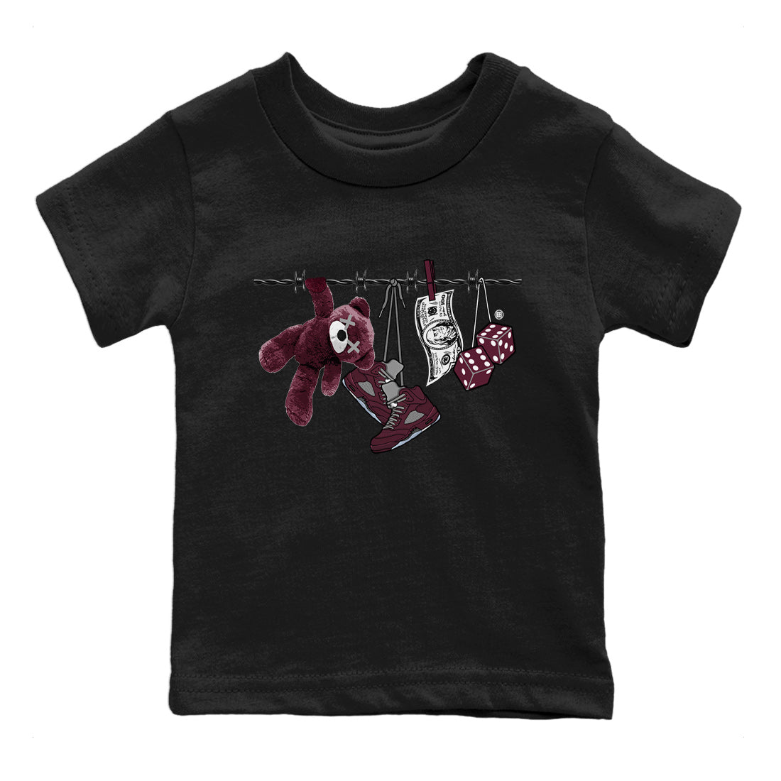 Clothesline Kids Tops - Air Jordan 5 Burgundy