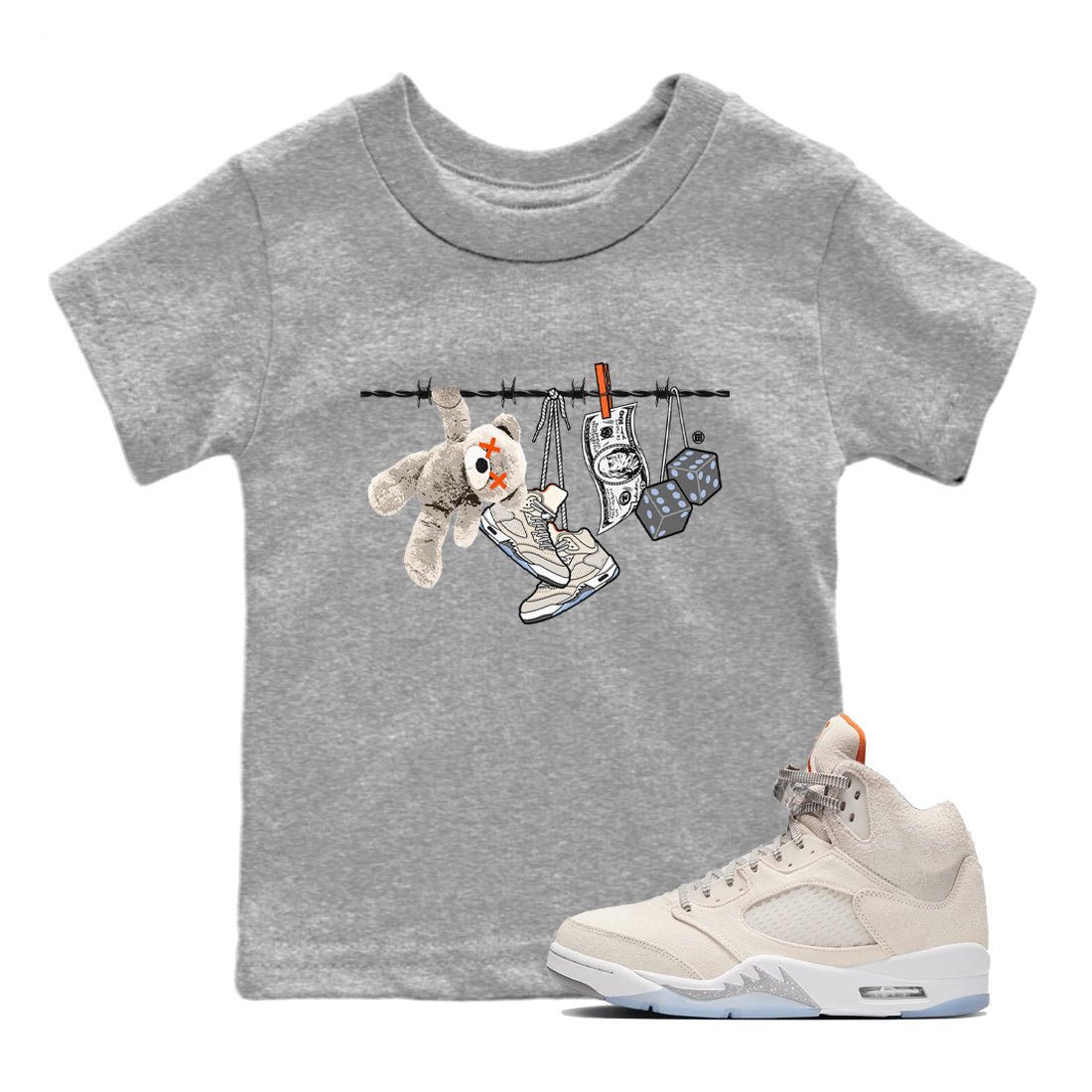 Clothesline Kids Tops - Air Jordan 5 Craft