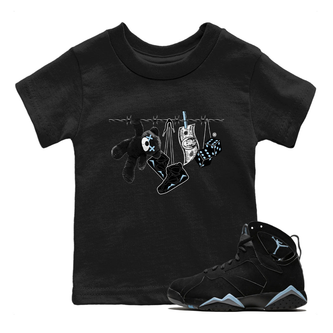 Clothesline Kids Tops - Air Jordan 7 Chambray