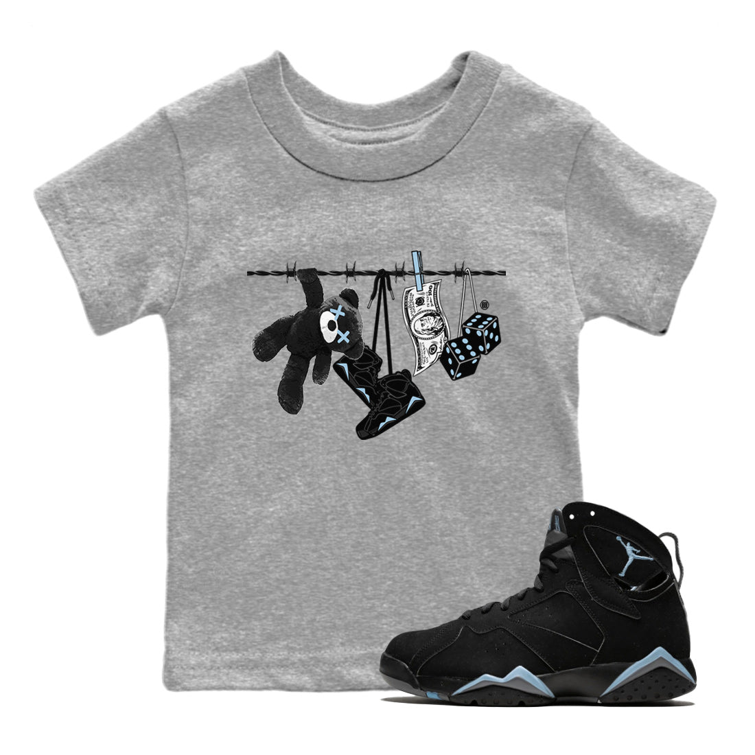 Clothesline Kids Tops - Air Jordan 7 Chambray