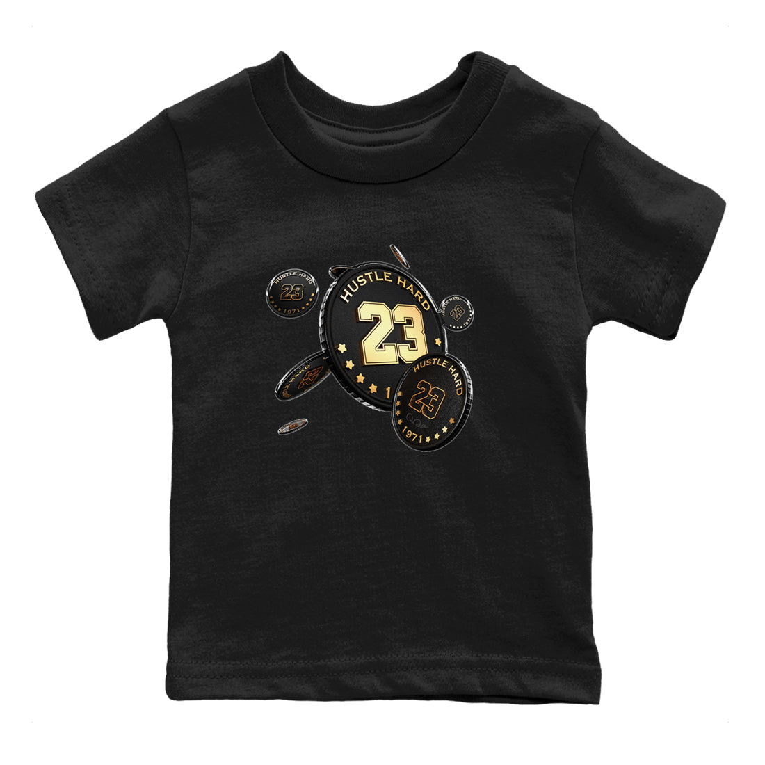 Coin Drop snkmatch Tees Kids - Air Jordan 1 Black Metallic Gold