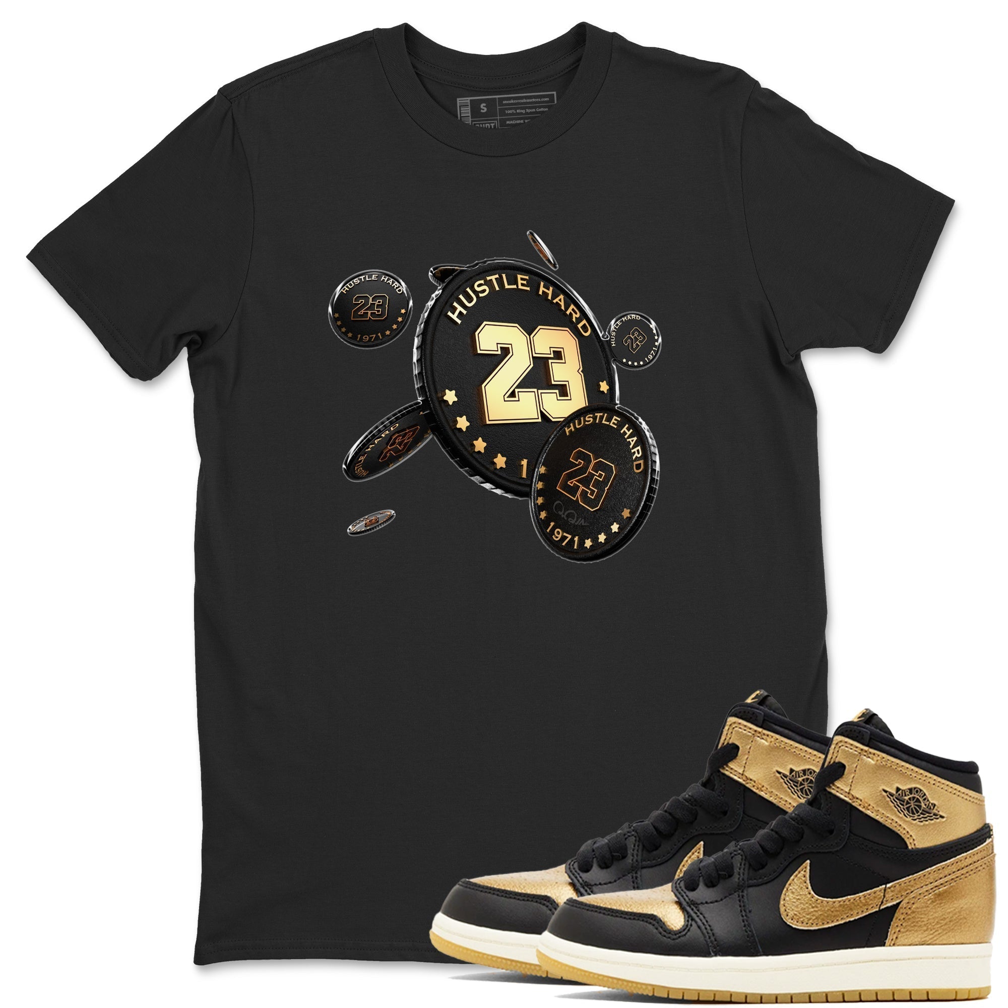 Coin Drop snkmatch Tees - Air Jordan 1 Black Metallic Gold