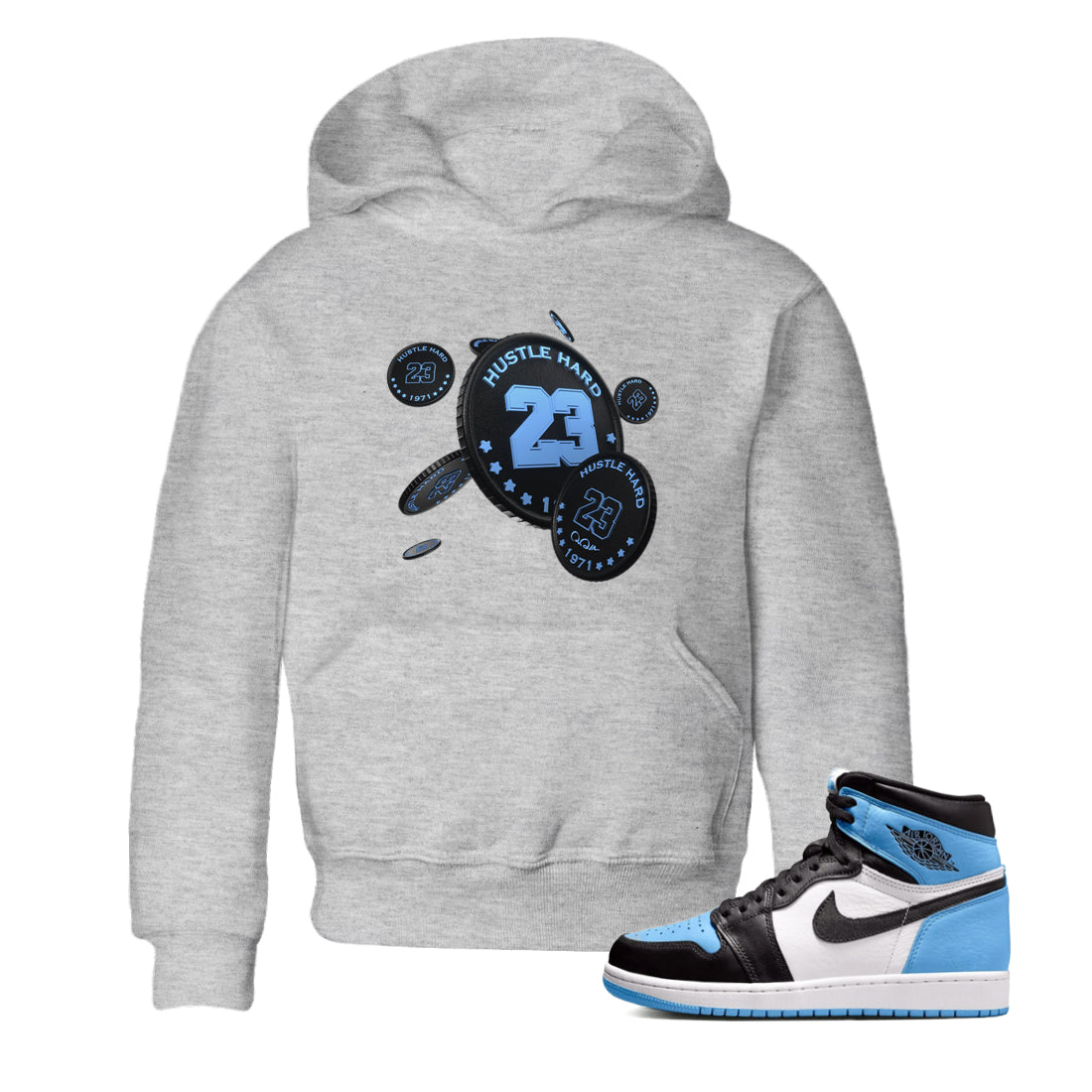 Coin Drop Kids Tops - Air Jordan 1 UNC Toe