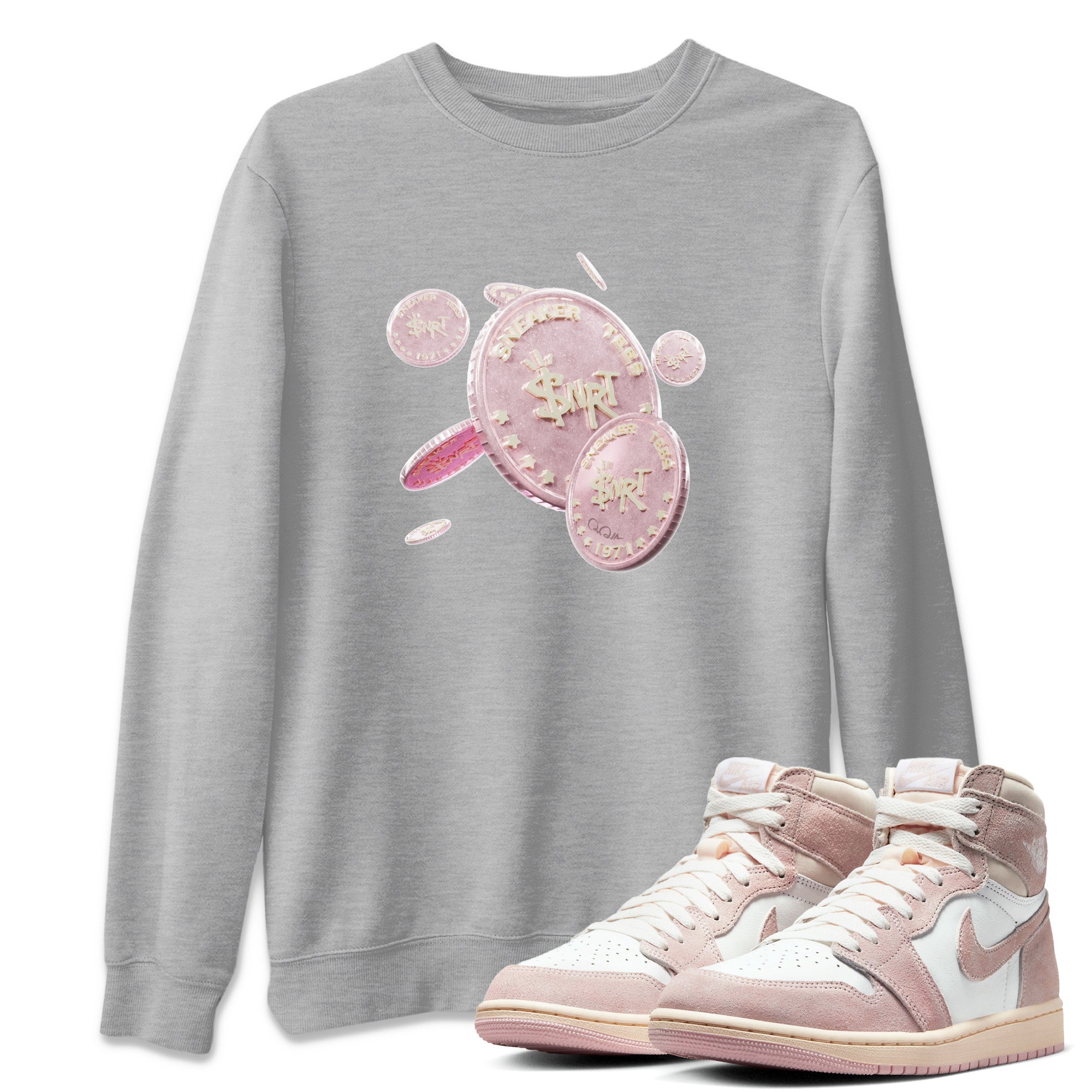 Coin Drop Unisex Tops - Air Jordan 1 Washed Pink