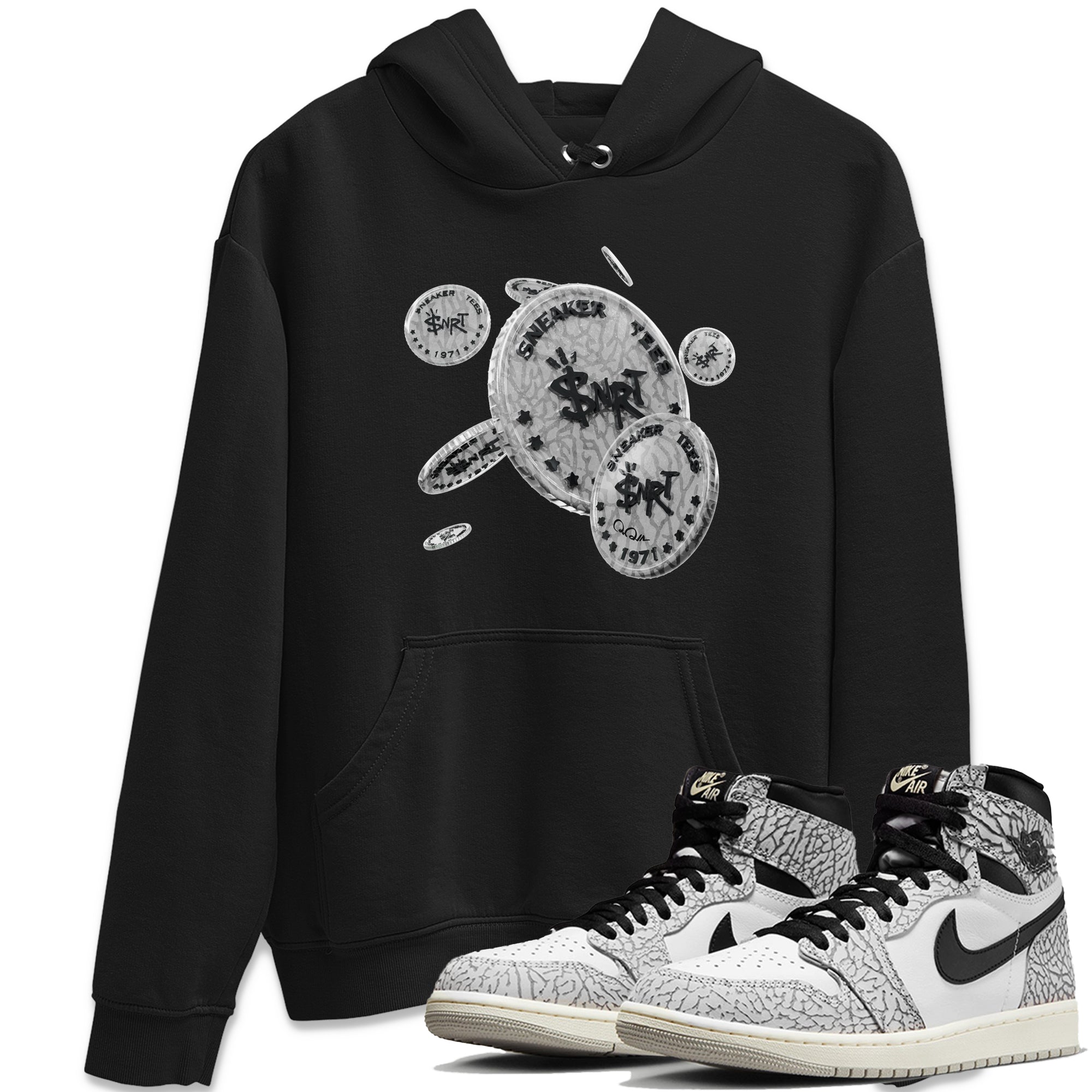 Coin Drop Unisex Tops - Air Jordan 1 White Cement