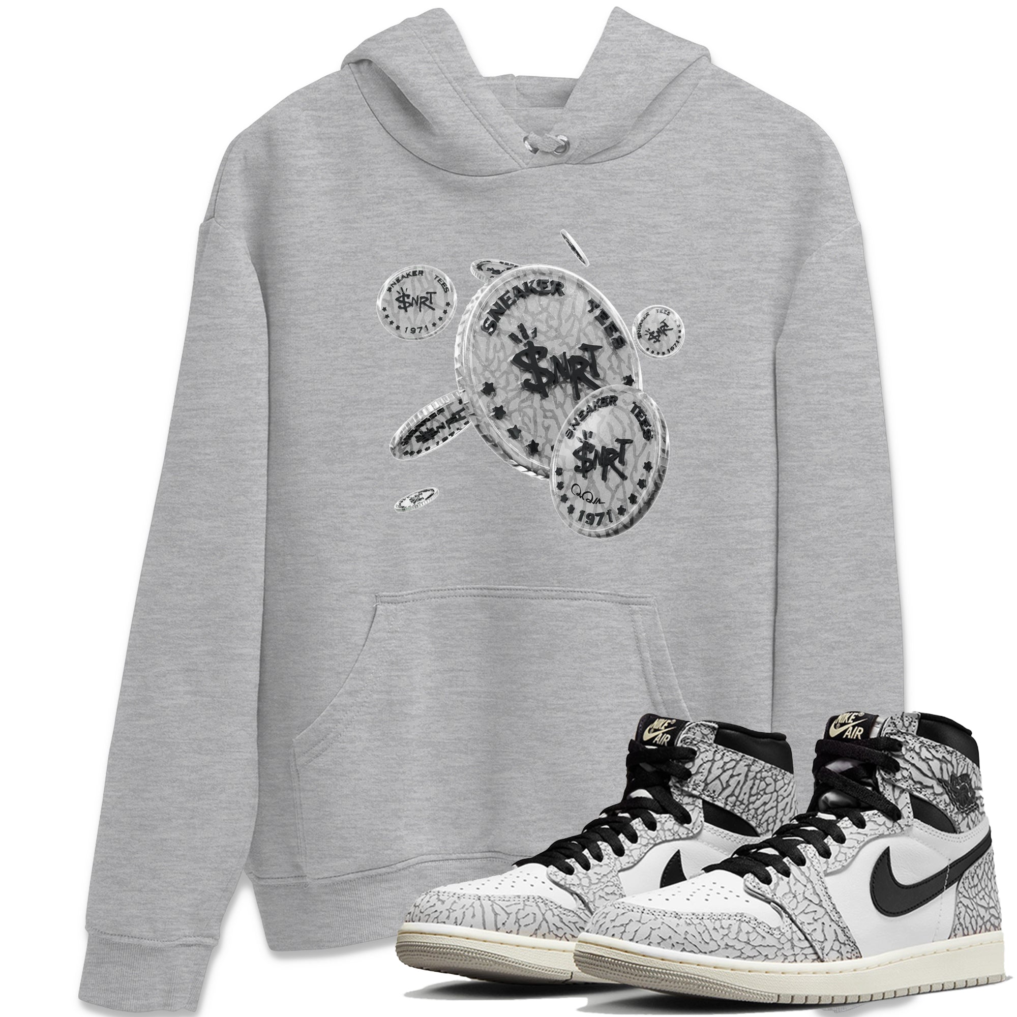 Coin Drop Unisex Tops - Air Jordan 1 White Cement