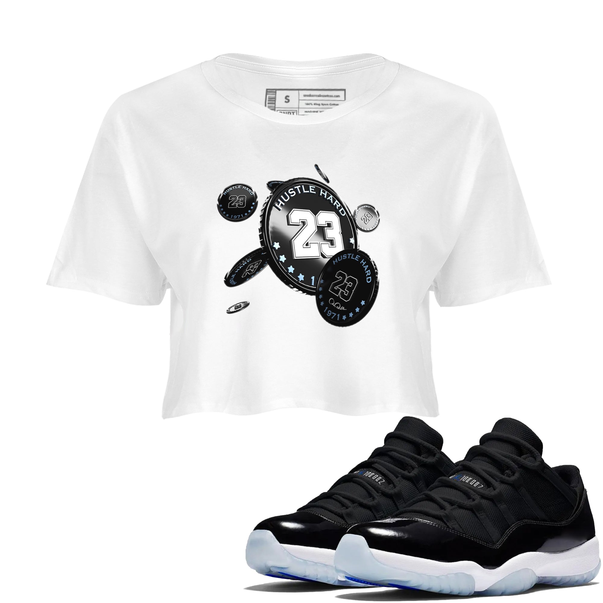 Coin Drop snkmatch Women's Top - Air Jordan 11 Black and Varsity Royal