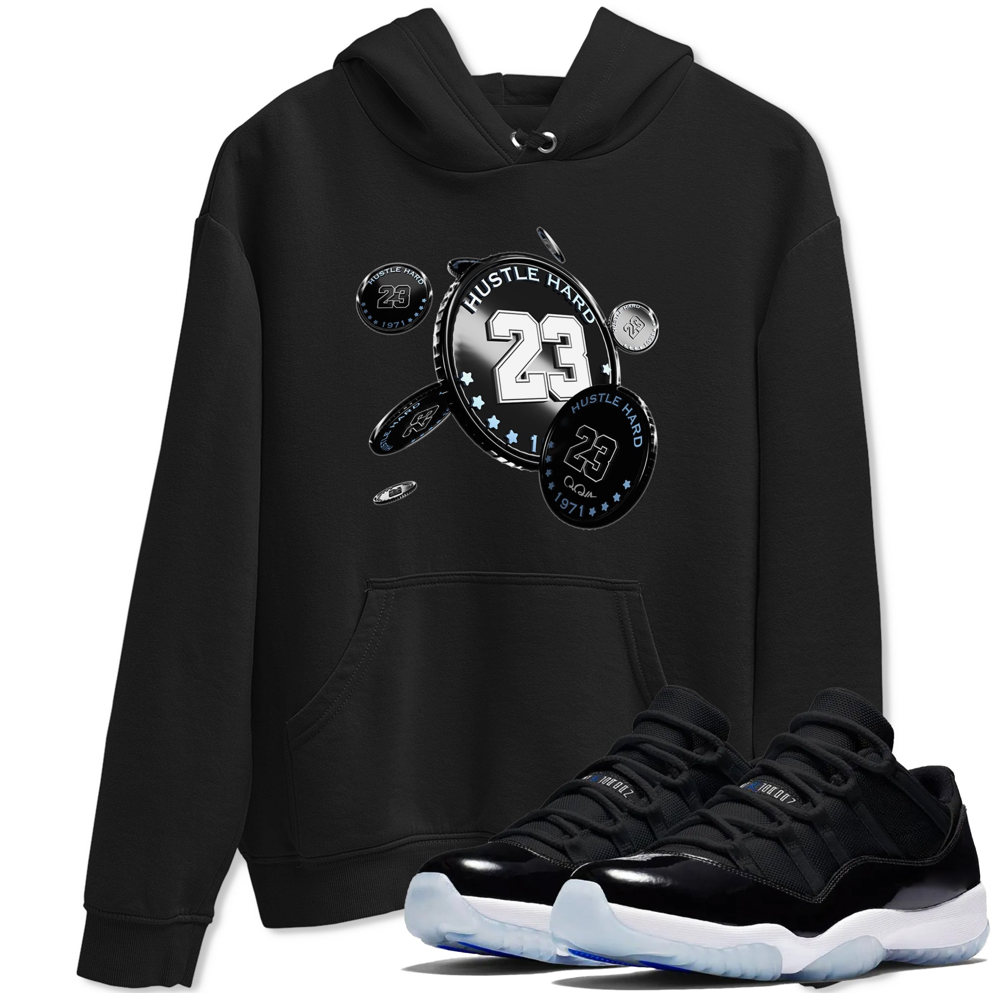 Coin Drop snkmatch Tee - Air Jordan 11 Black and Varsity Royal